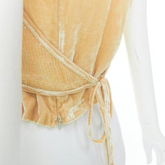 rare GIANFRANCO FERRE Vintage cream beaded velvet double layered halter top IT42