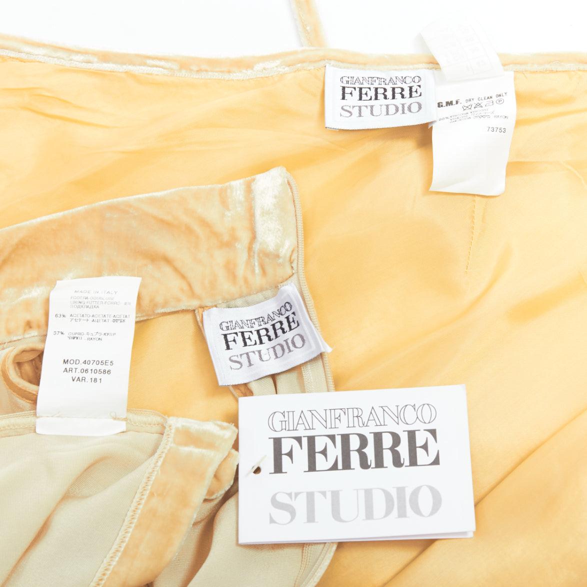 rare GIANFRANCO FERRE Vintage cream beaded velvet double layered halter top IT42 For Sale 3
