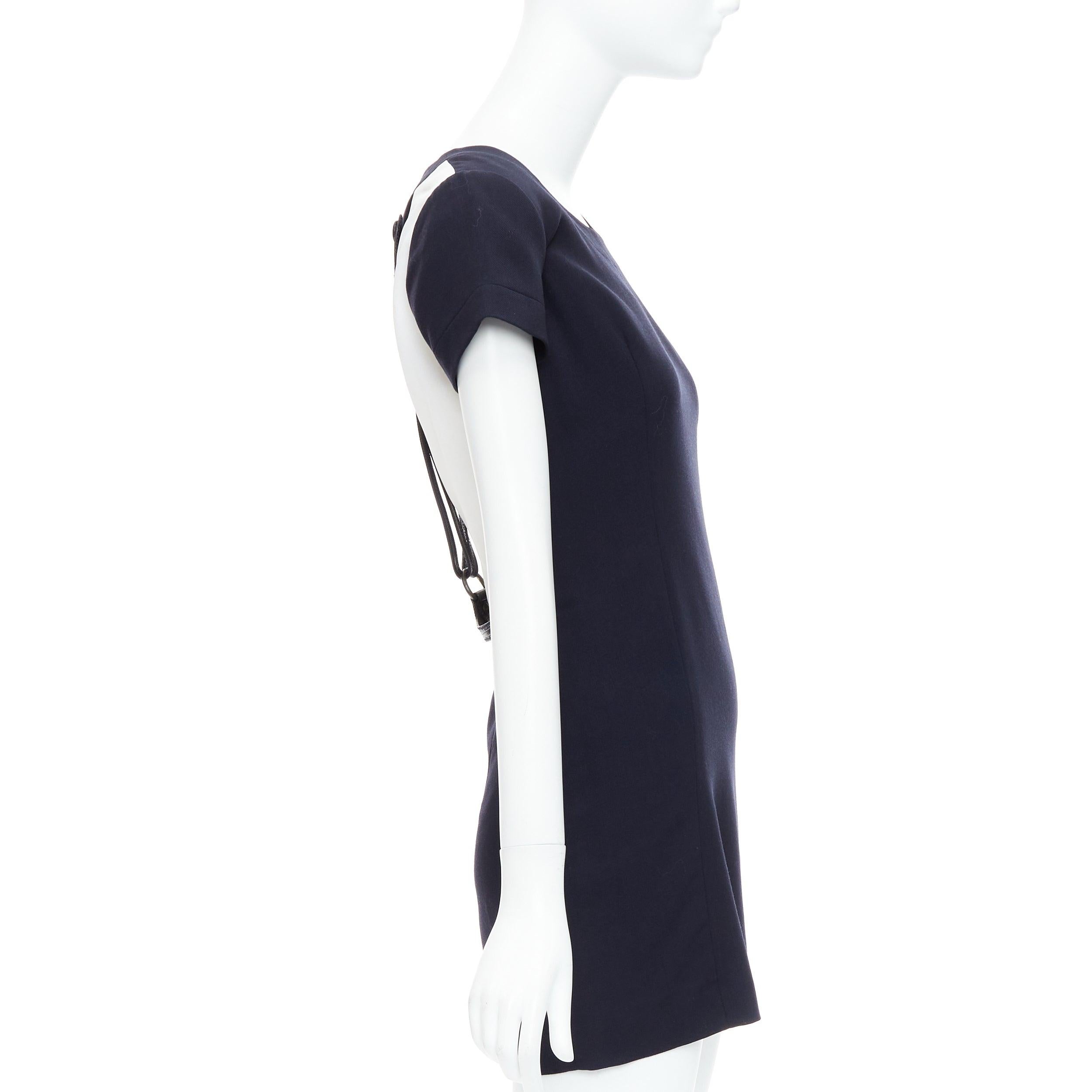 Donna raro GIANFRANCO FERRE Abito vintage con bretelle bianche e blu IT40 S in vendita