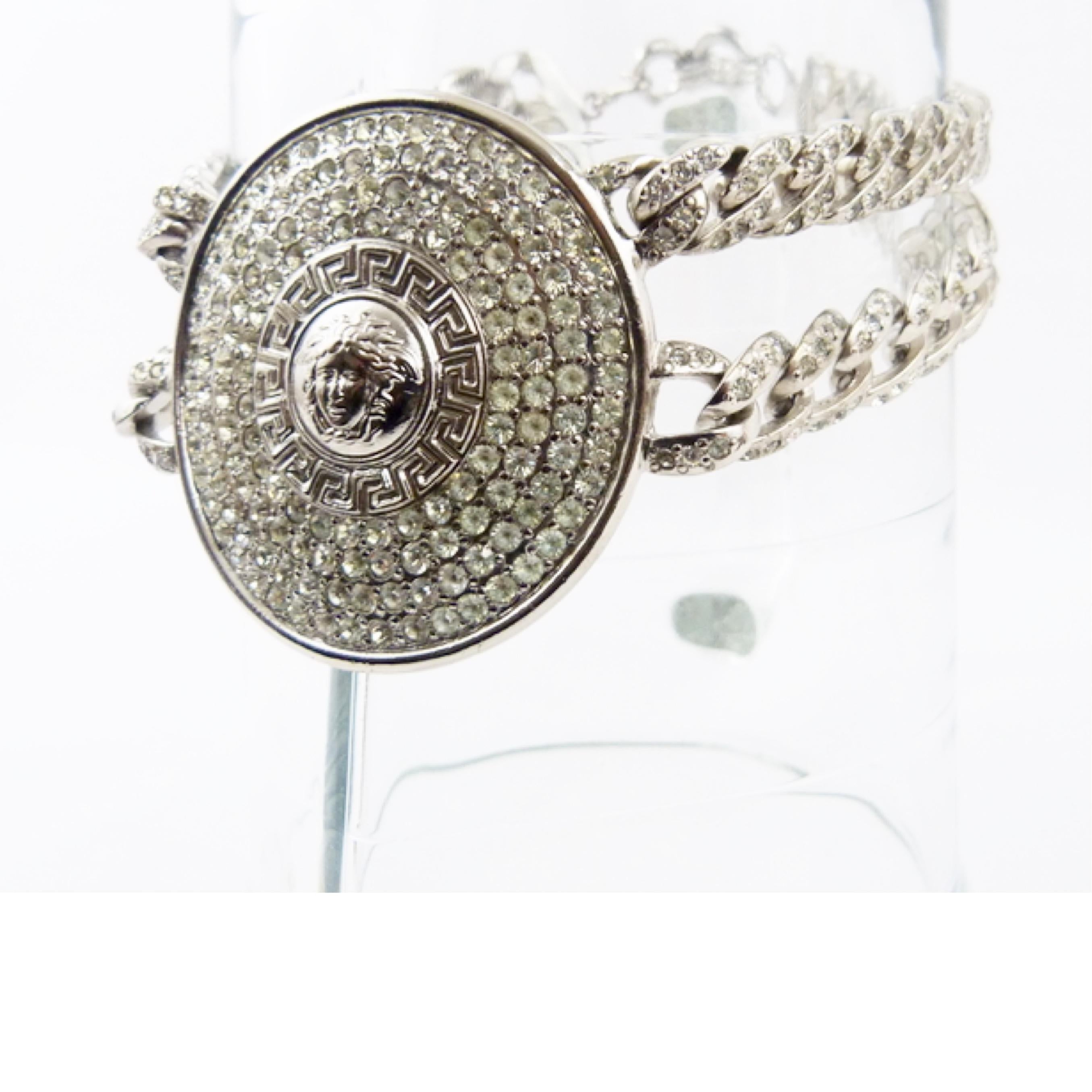 Seltene Gianni Versace 1990er Jahre Silber Medusa Kopf Choker Halskette  im Angebot 1