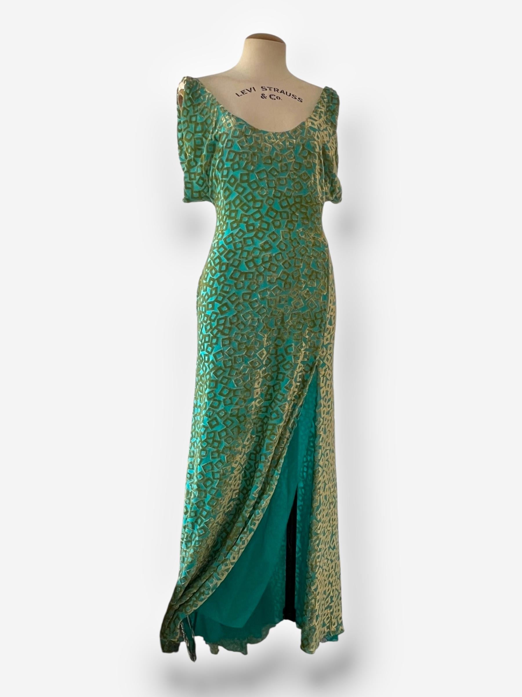Rare Gianni Versace 1999 Velvet Burnout Dress en vente 1