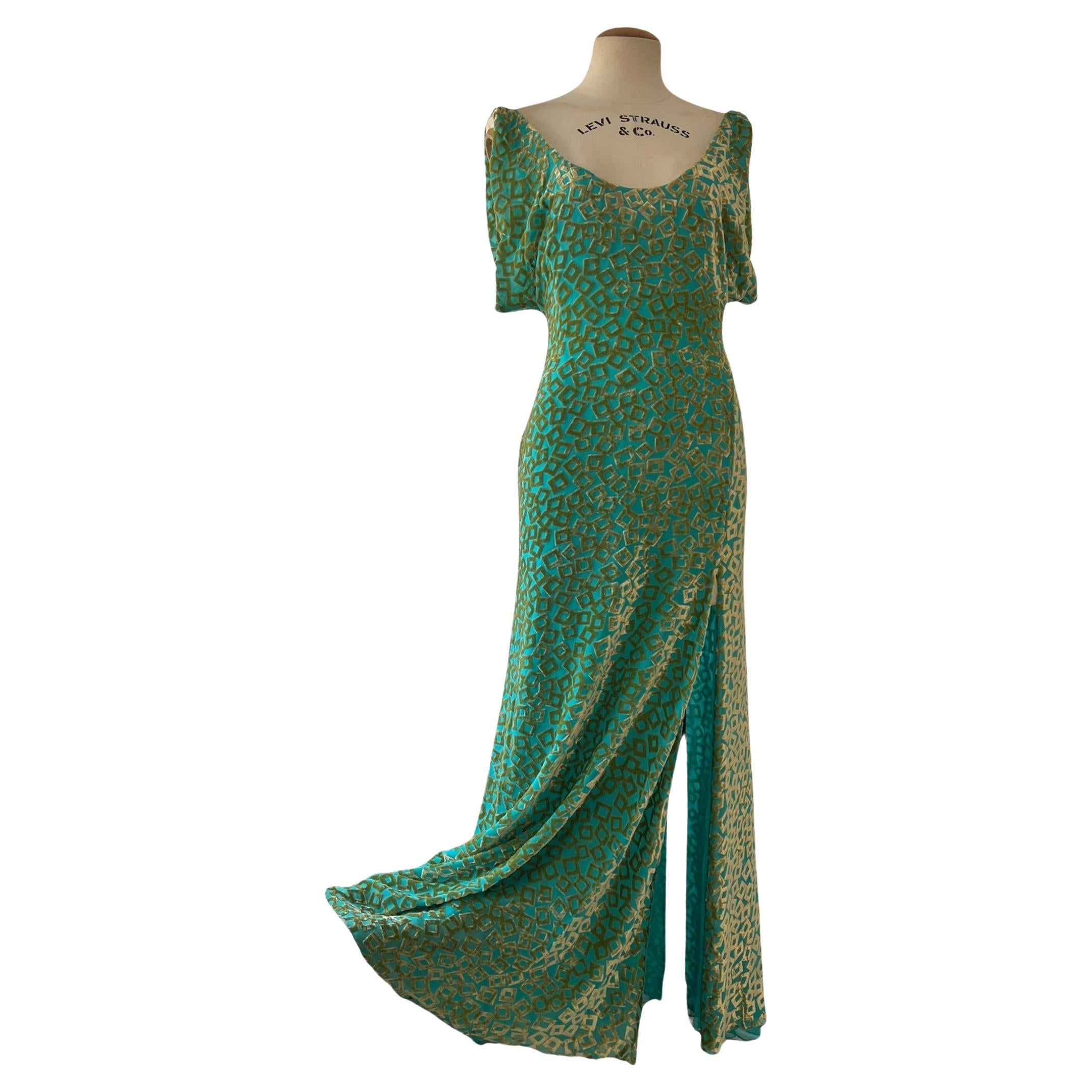 Rare Gianni Versace 1999 Velvet Burnout Dress en vente