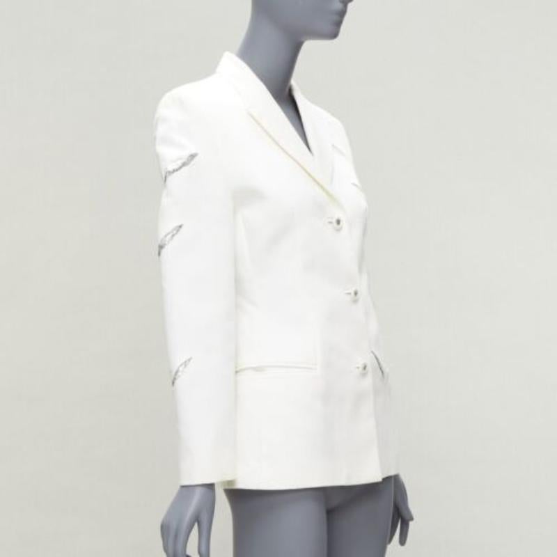 raro GIANNI VERSACE 1999 Vintage white Medusa slash sequins blazer IT40 S In condizioni buone in vendita a Hong Kong, NT