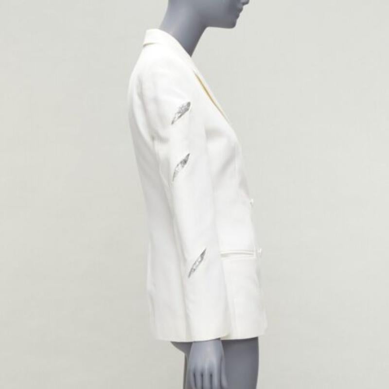 Donna raro GIANNI VERSACE 1999 Vintage white Medusa slash sequins blazer IT40 S in vendita