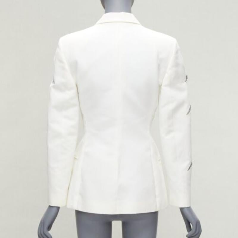 raro GIANNI VERSACE 1999 Vintage white Medusa slash sequins blazer IT40 S in vendita 1