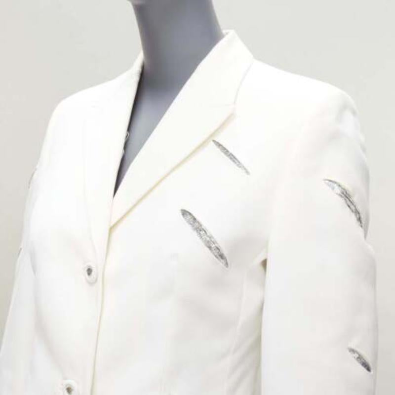 raro GIANNI VERSACE 1999 Vintage white Medusa slash sequins blazer IT40 S in vendita 3