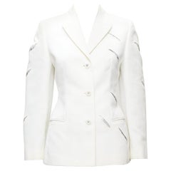rare GIANNI VERSACE 1999 Vintage white Medusa slash sequins blazer IT40 S