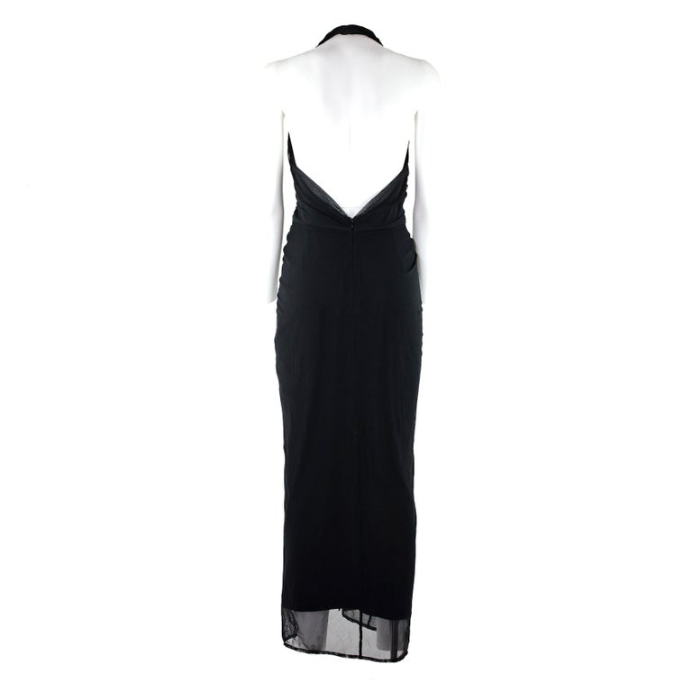 Rare Gianni Versace 90s Halter Neck Draped Black Dress For Sale at 1stDibs