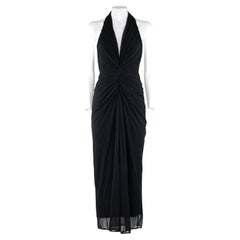 Rare Gianni Versace 90s Halter Neck Draped Black Dress