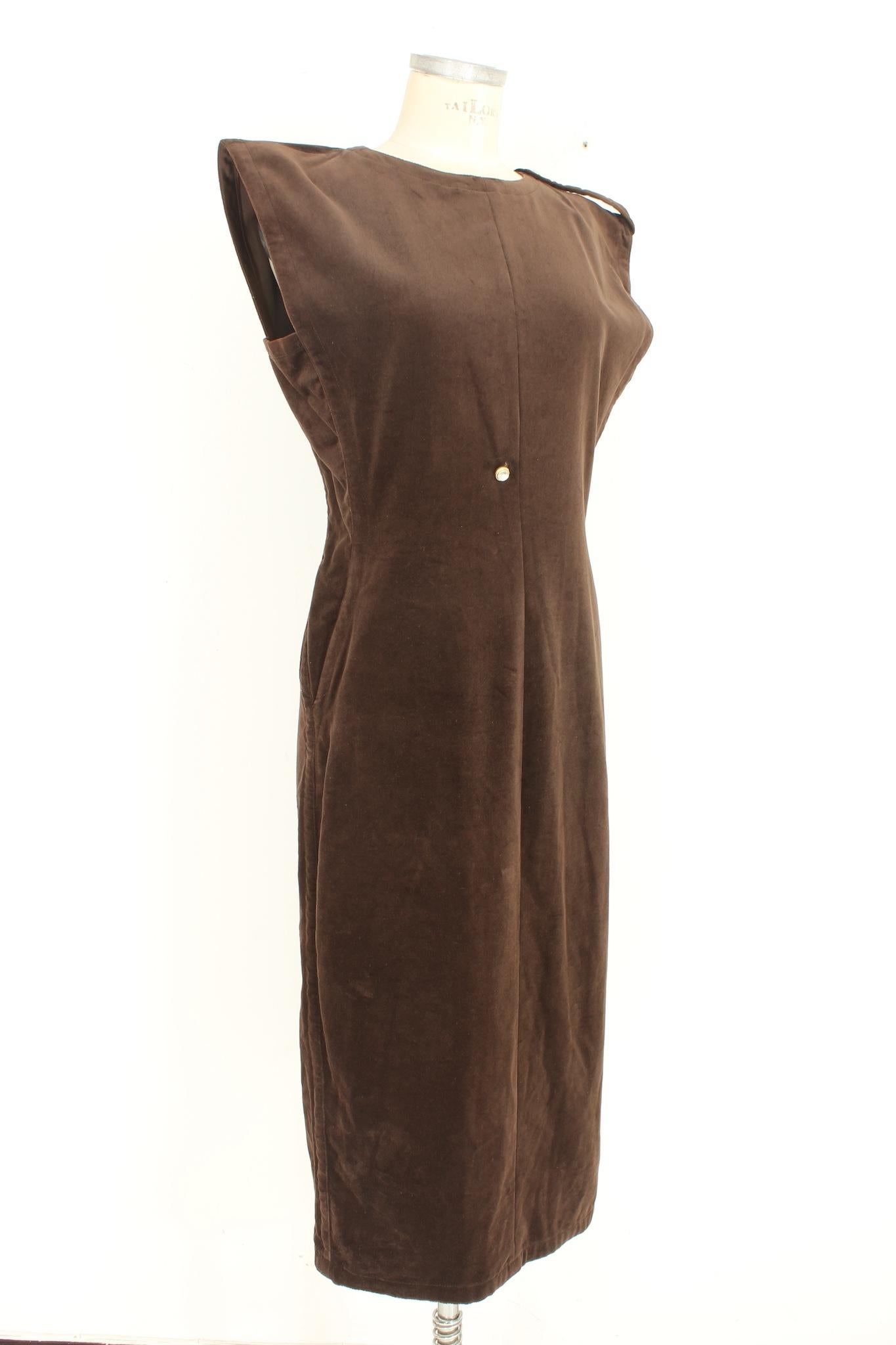 Rare Gianni Versace Brown Silk Velvet Evening Long Dress 1970s In Good Condition In Brindisi, Bt