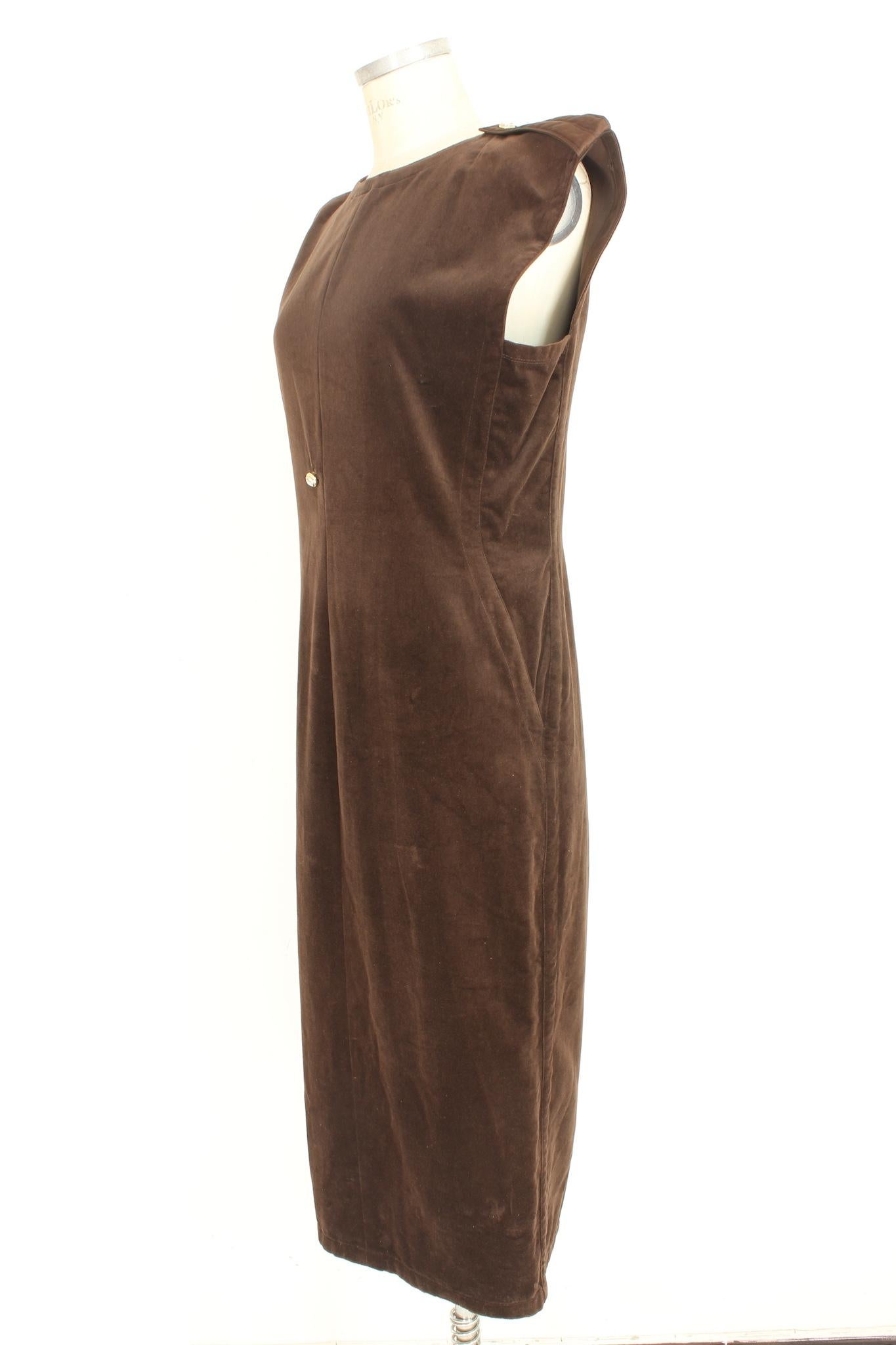 Women's Rare Gianni Versace Brown Silk Velvet Evening Long Dress 1970s