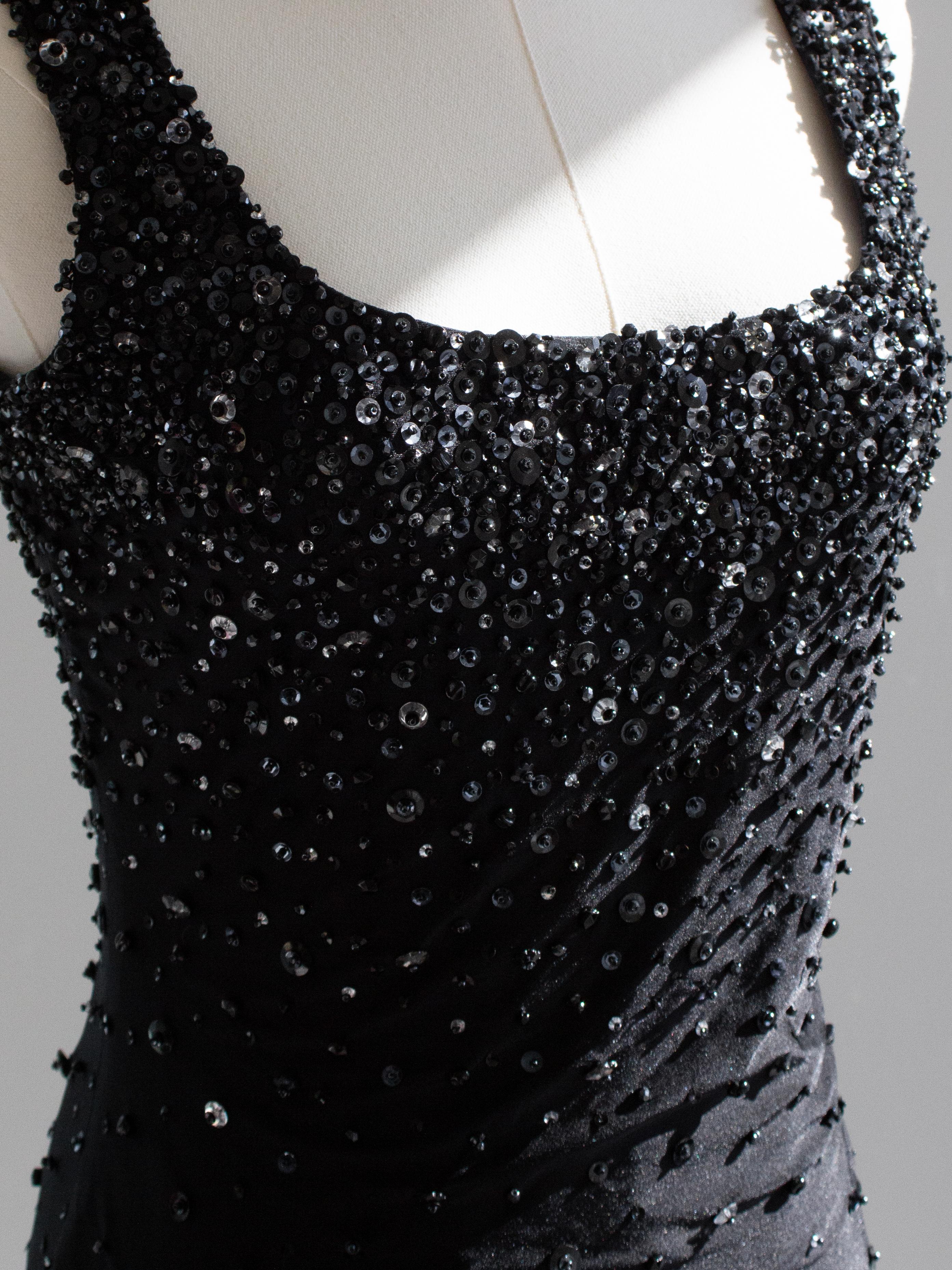 Rare Gianni Versace Couture S/S 1996 Black Embellished Mini Micro Dress For Sale 6