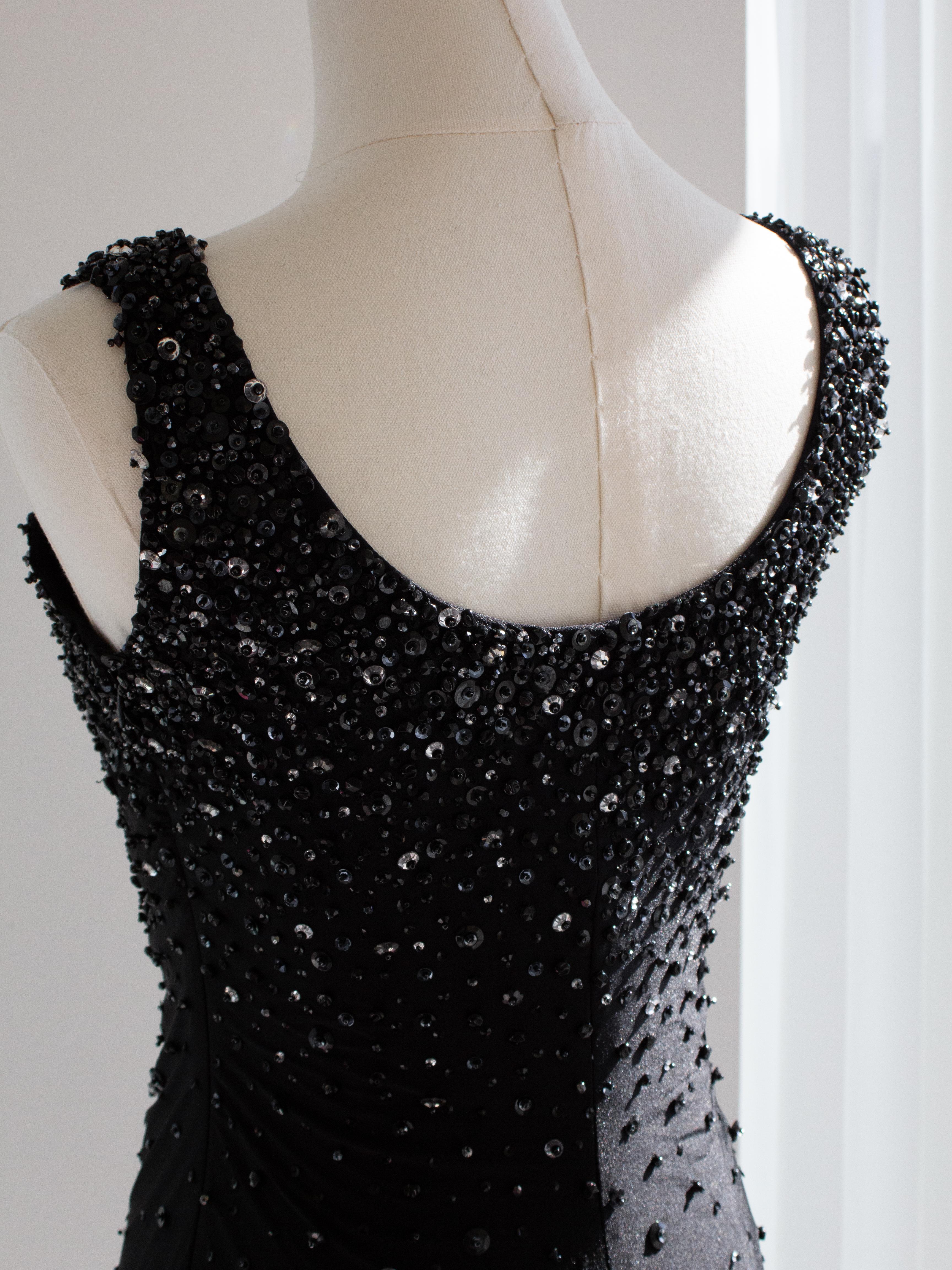 Rare Gianni Versace Couture S/S 1996 Black Embellished Mini Micro Dress For Sale 9