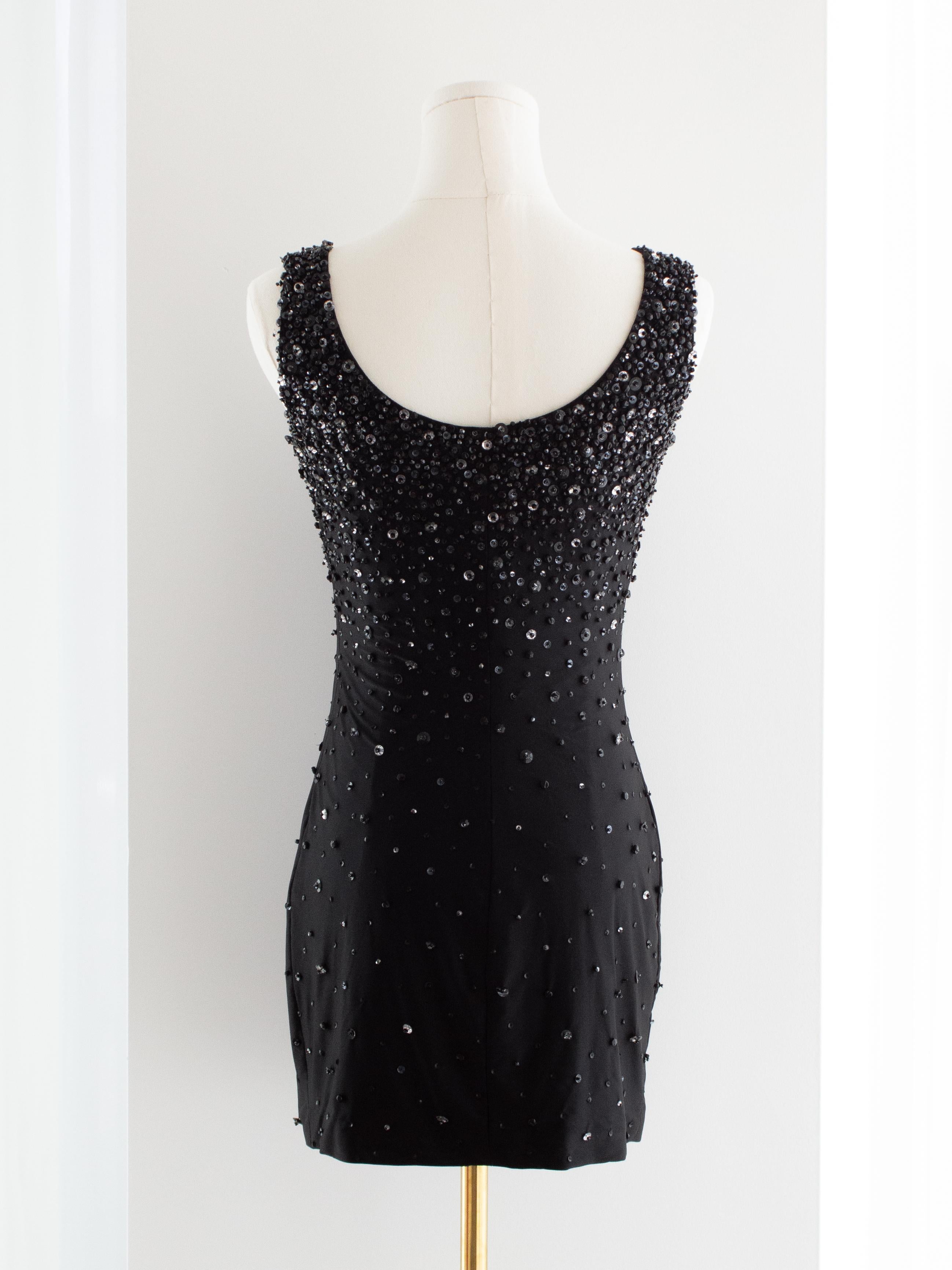 Rare Gianni Versace Couture S/S 1996 Black Embellished Mini Micro Dress For Sale 1