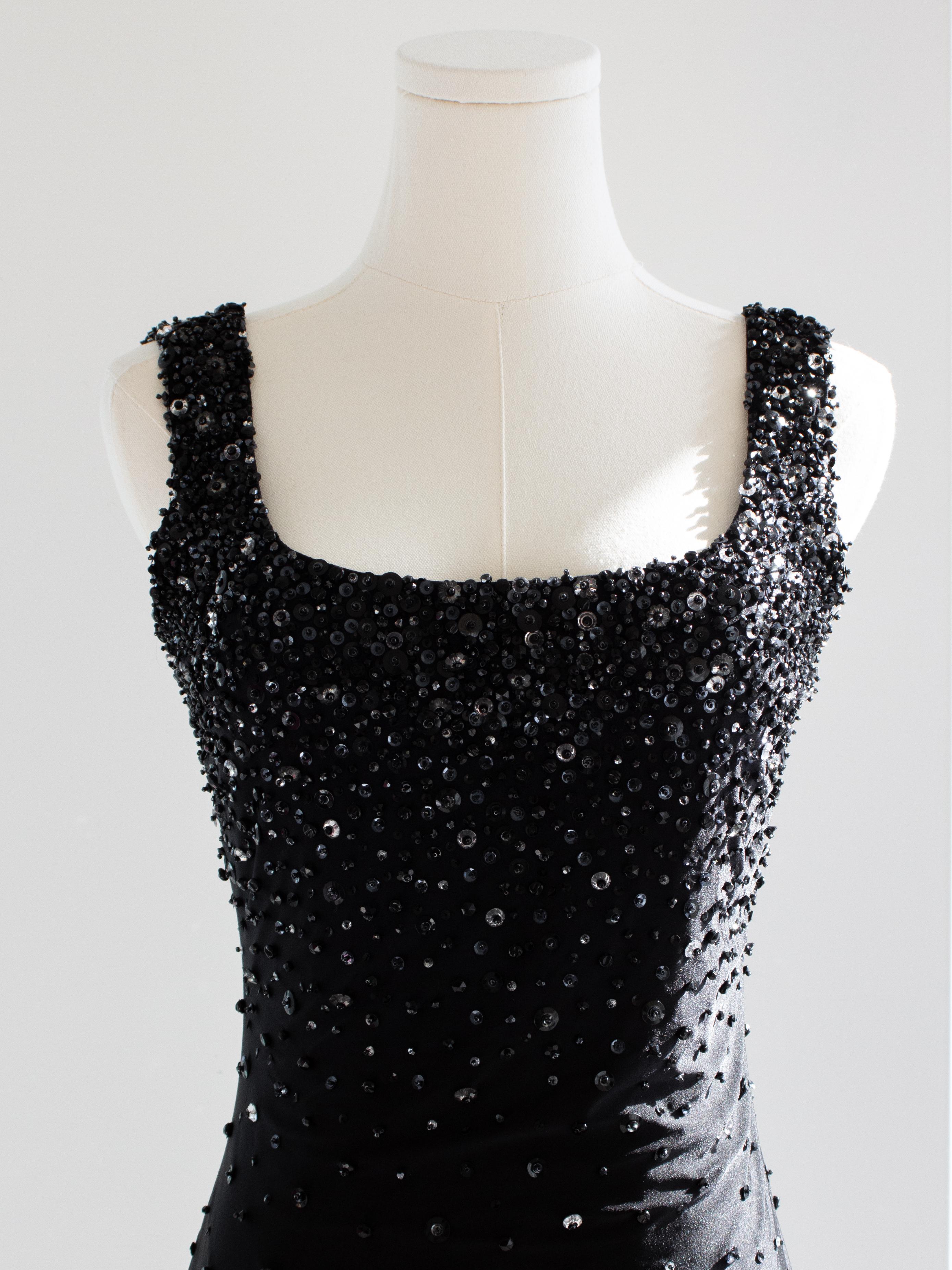 Rare Gianni Versace Couture S/S 1996 Black Embellished Mini Micro Dress For Sale 3