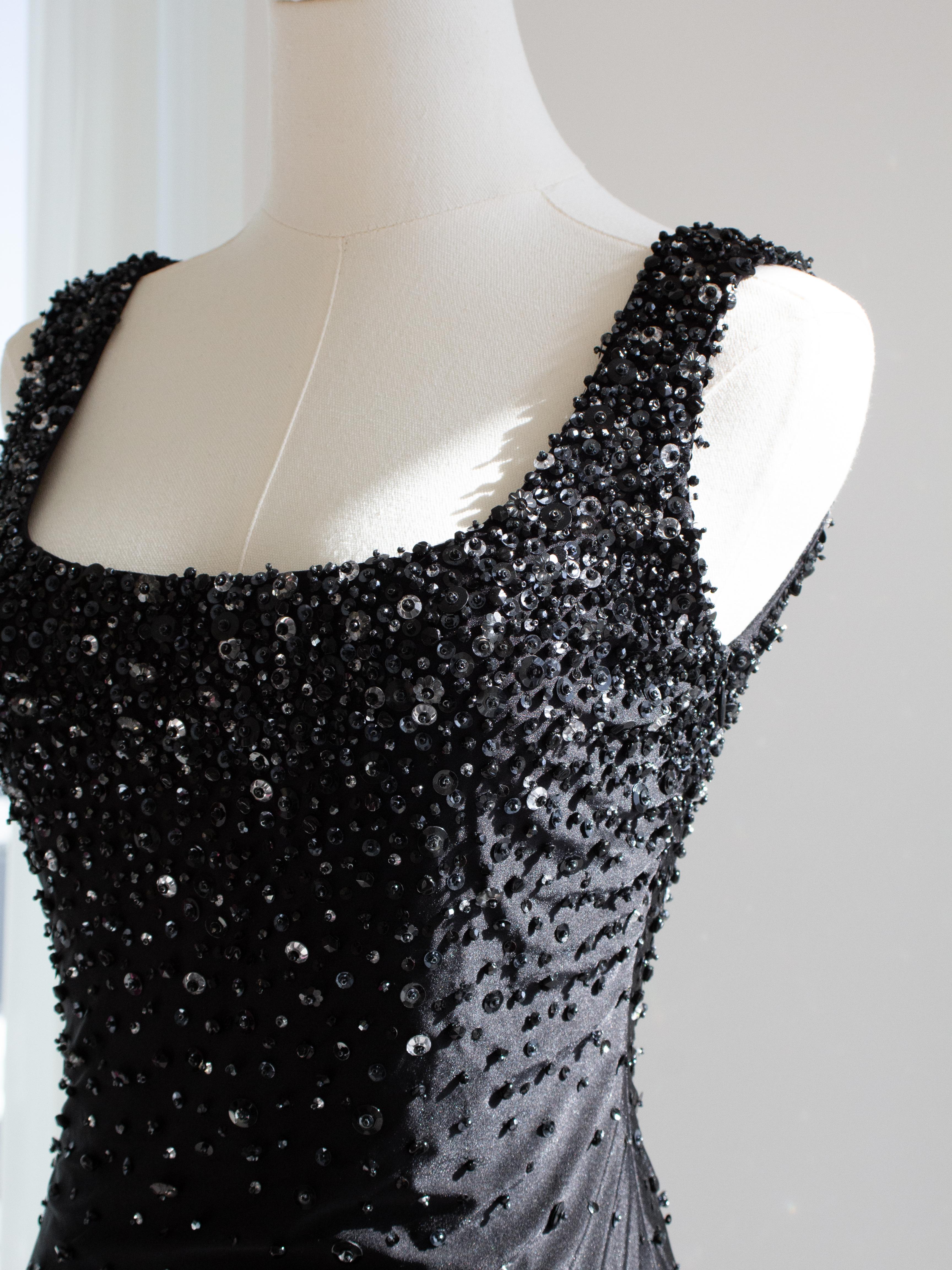 Rare Gianni Versace Couture S/S 1996 Black Embellished Mini Micro Dress For Sale 4