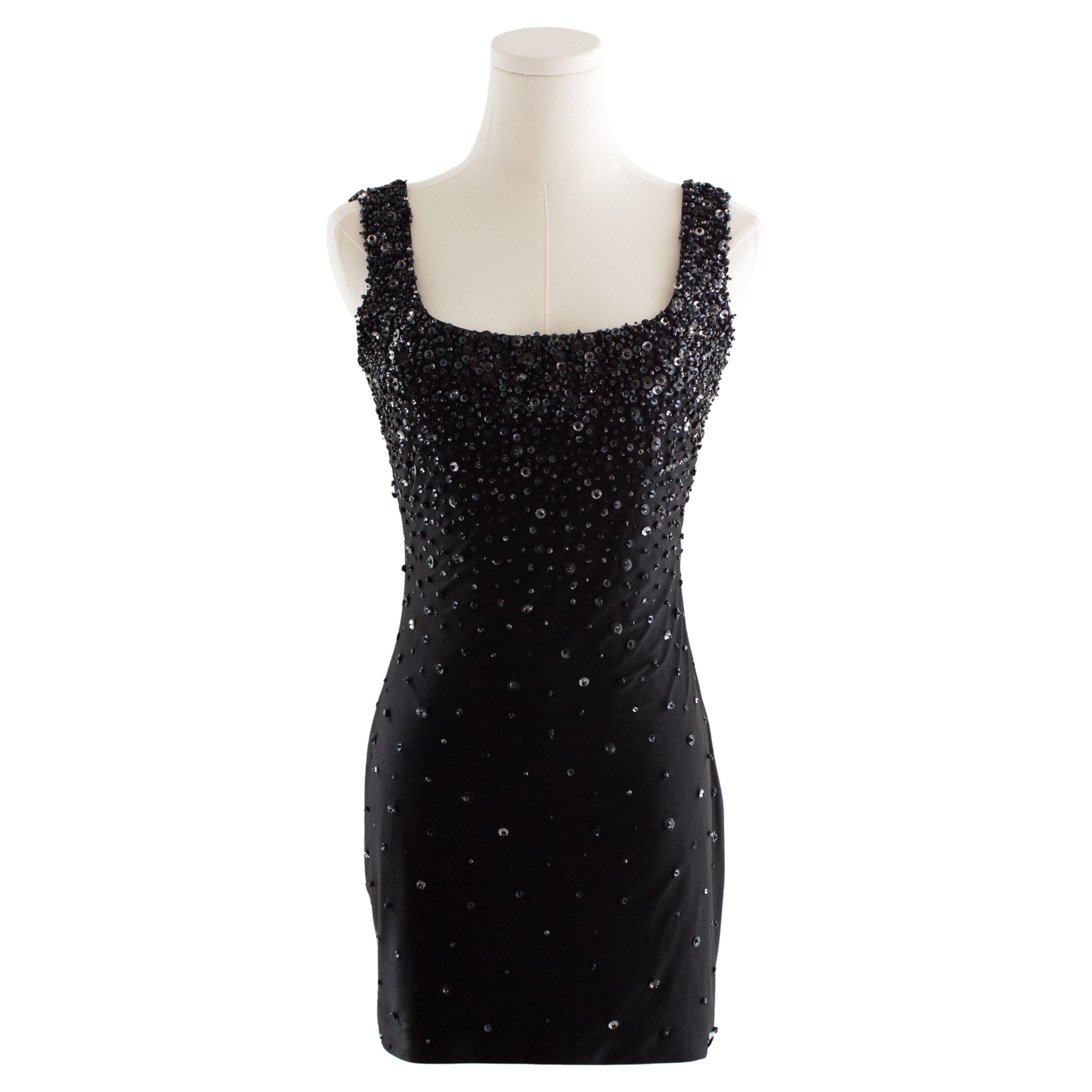 Rare Gianni Versace Couture S/S 1996 Black Embellished Mini Micro Dress For Sale