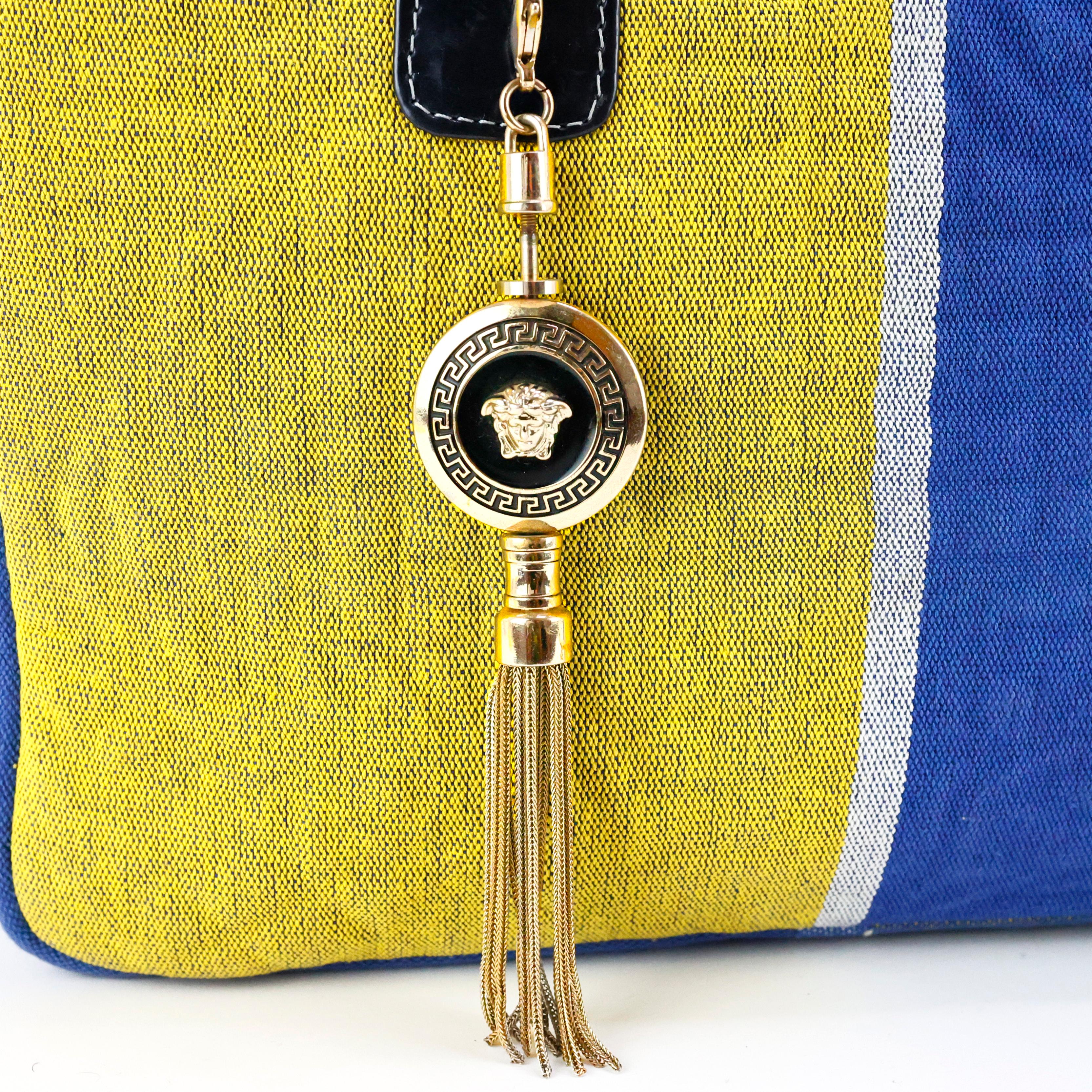 Yellow Rare Gianni Versace Medusa Multicolour Tote Bag For Sale
