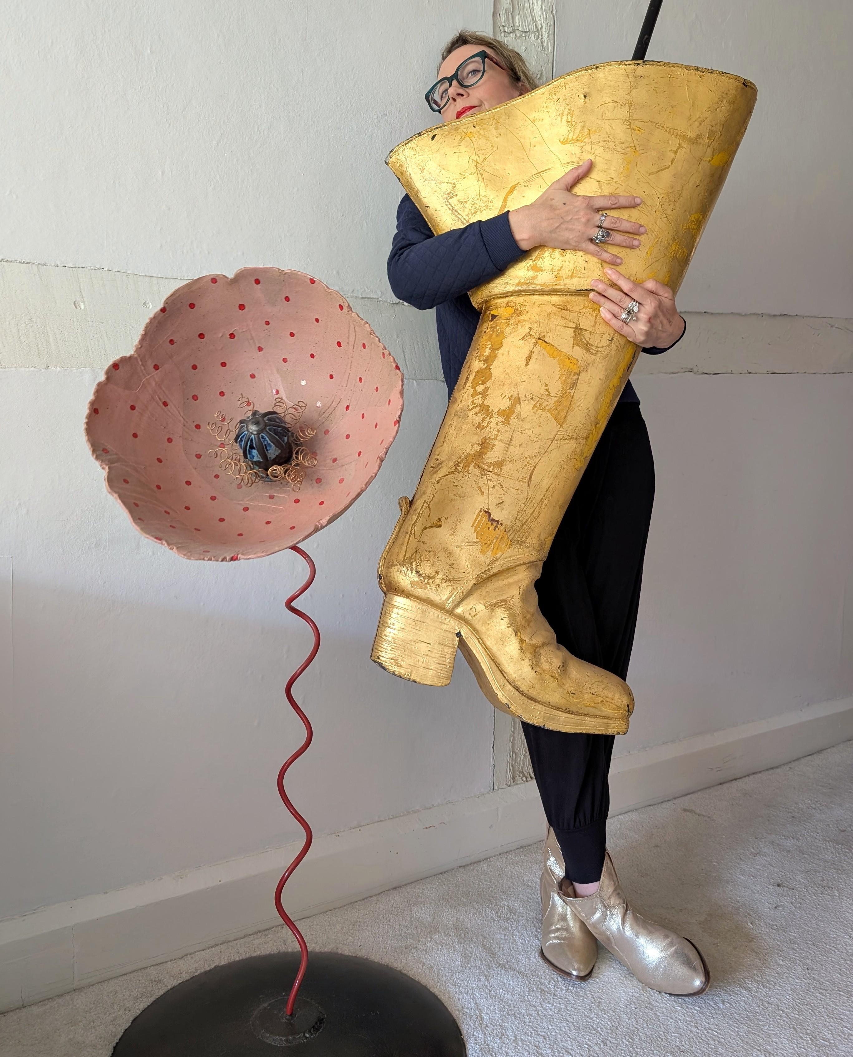 20ième siècle Rare enseigne géante de magasin de bottes en fibre de verre dorée 60s 70s en vente