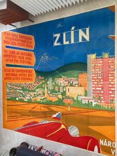 Rare Giant XXL Poster / Billboard, Film Festival in Zlin 1948, Printed by Baťa
