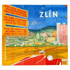Rare Giant XXL Poster / Billboard, Film Festival in Zlin 1948, Printed by Baťa