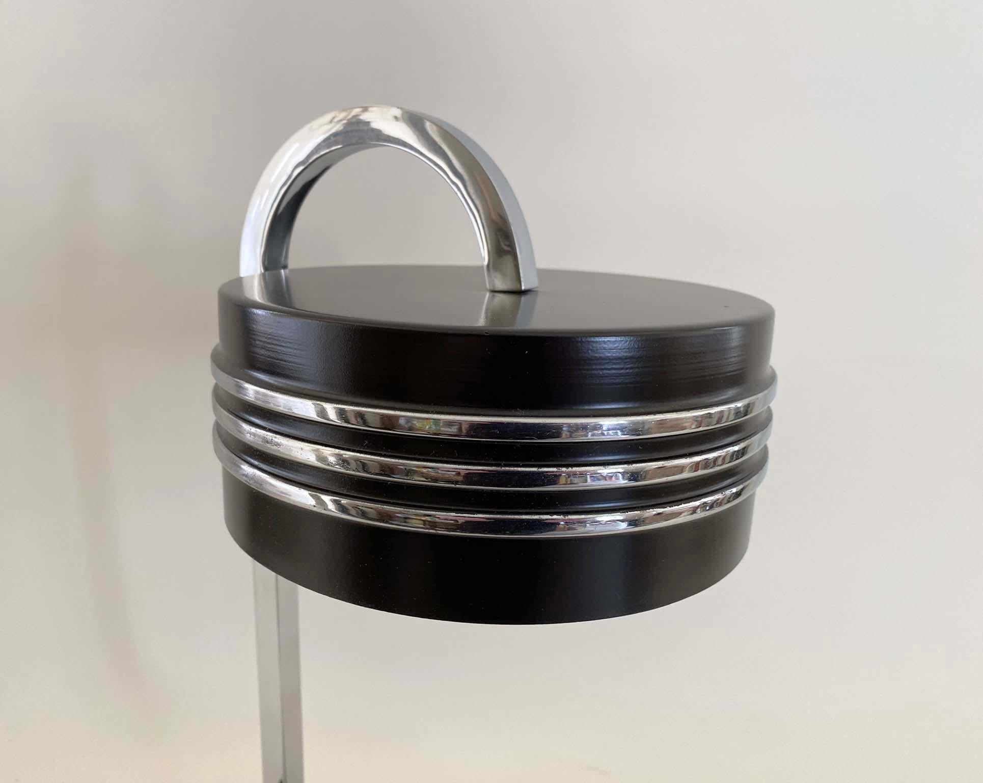 Rare Gilbert Rohde Machine Age Chrome, Enamel and Wood Desk or Table Lamp For Sale 6