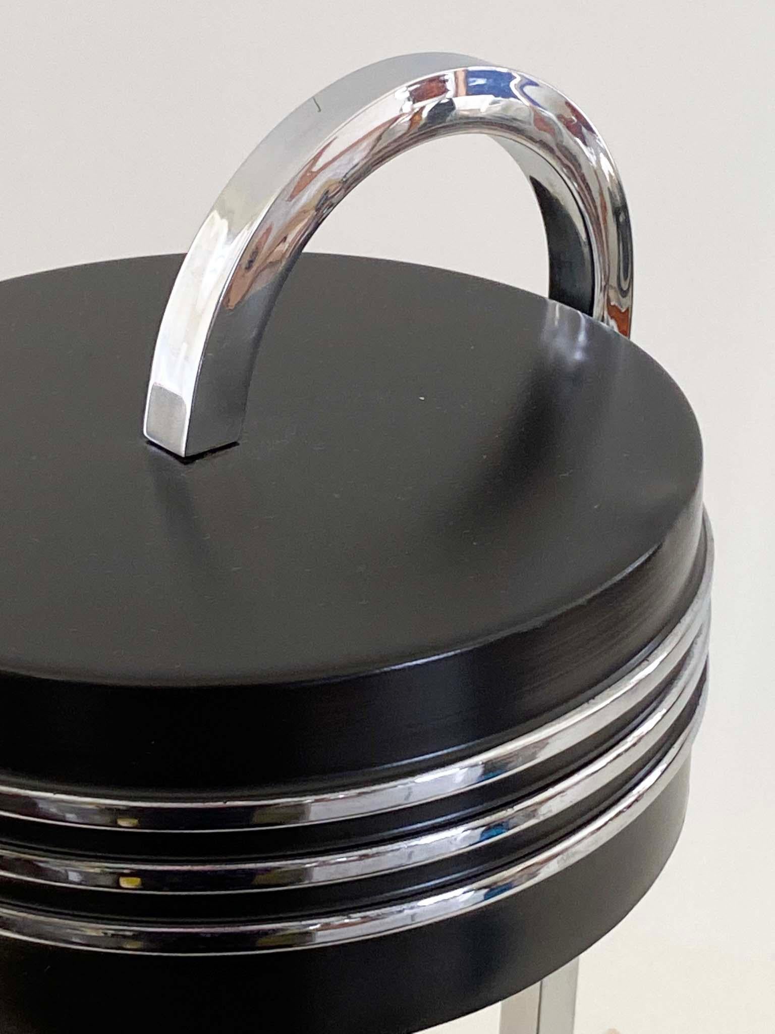 Rare Gilbert Rohde Machine Age Chrome, Enamel and Wood Desk or Table Lamp In Good Condition For Sale In Minneapolis, MN