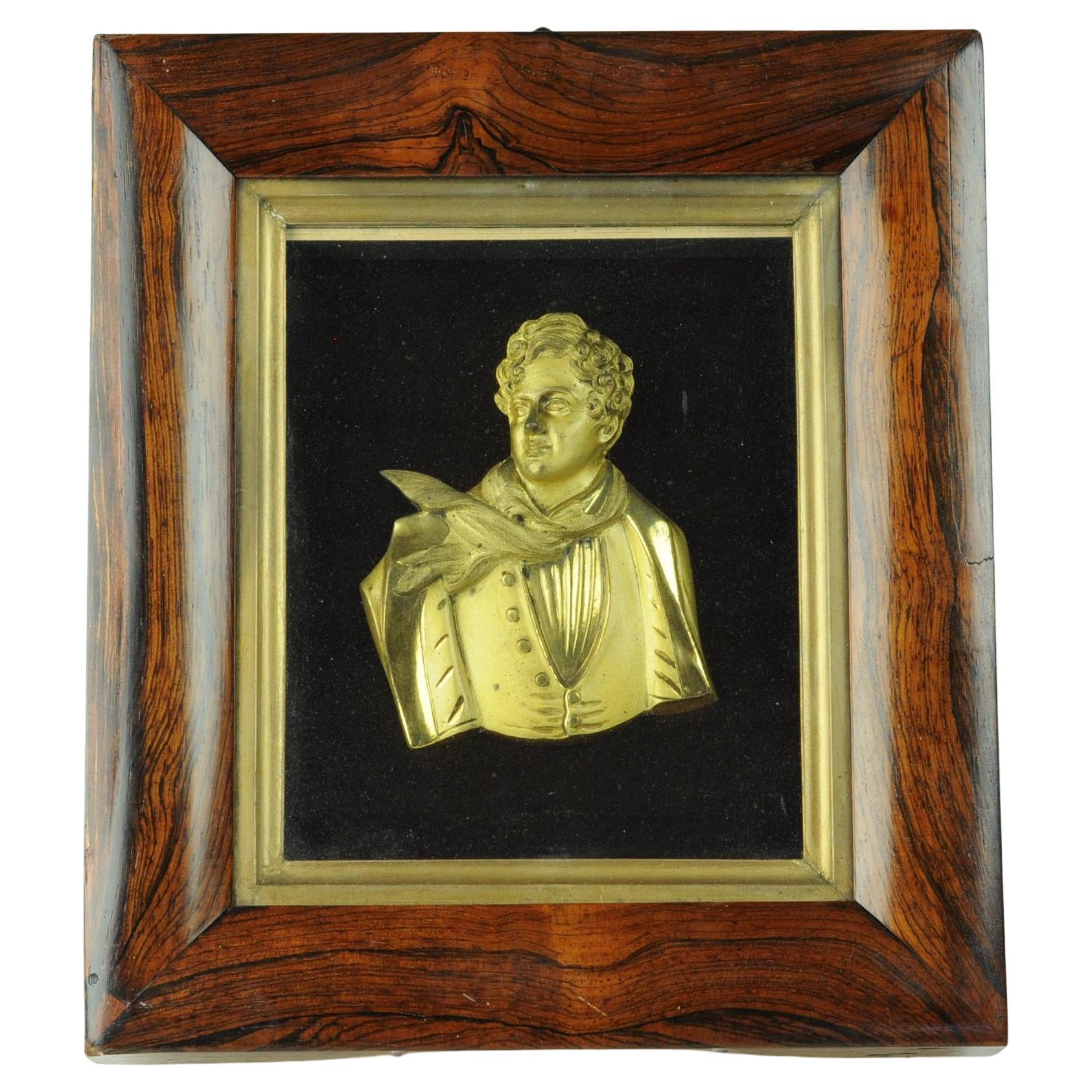 Rare Gilded Bronze Bust of George IV in Original Frame