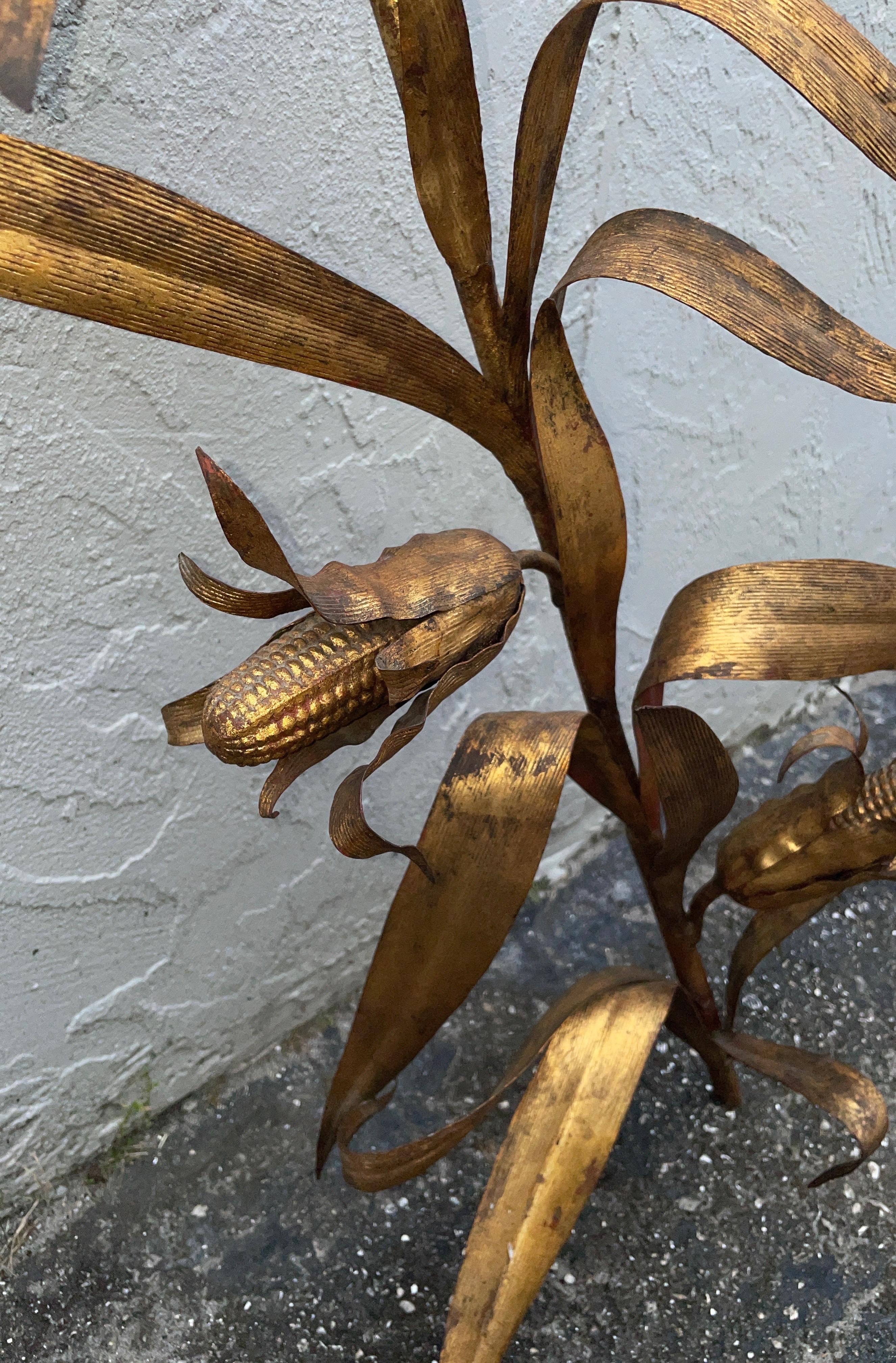 Rare Gilded Metal Cornstalk Wall Decoration For Sale 2