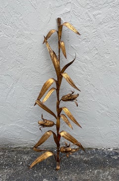 Rare 20th Century Italian Gilded Metal Cornstalk Wall Decoration