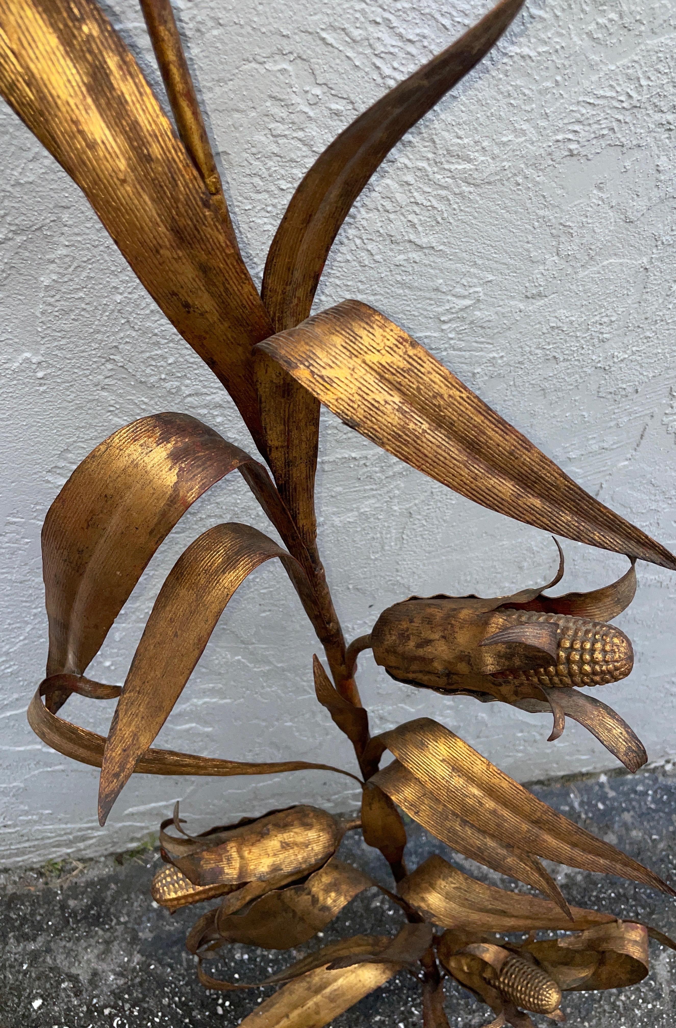 20th Century Rare Gilded Metal Cornstalk Wall Decoration For Sale