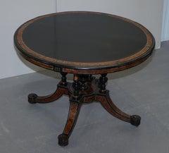 Rare Gillow & Co 1852-1857 Aesthetic Movement Burr Walnut Ebonised Dining Table