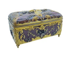 Seltene Schachtel aus vergoldeter und patinierter Bronze von Emile-Auguste Reiber und Christofle