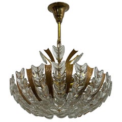 Rare Gilt Brass and Glass Chandelier by Palwa, circa 1960s