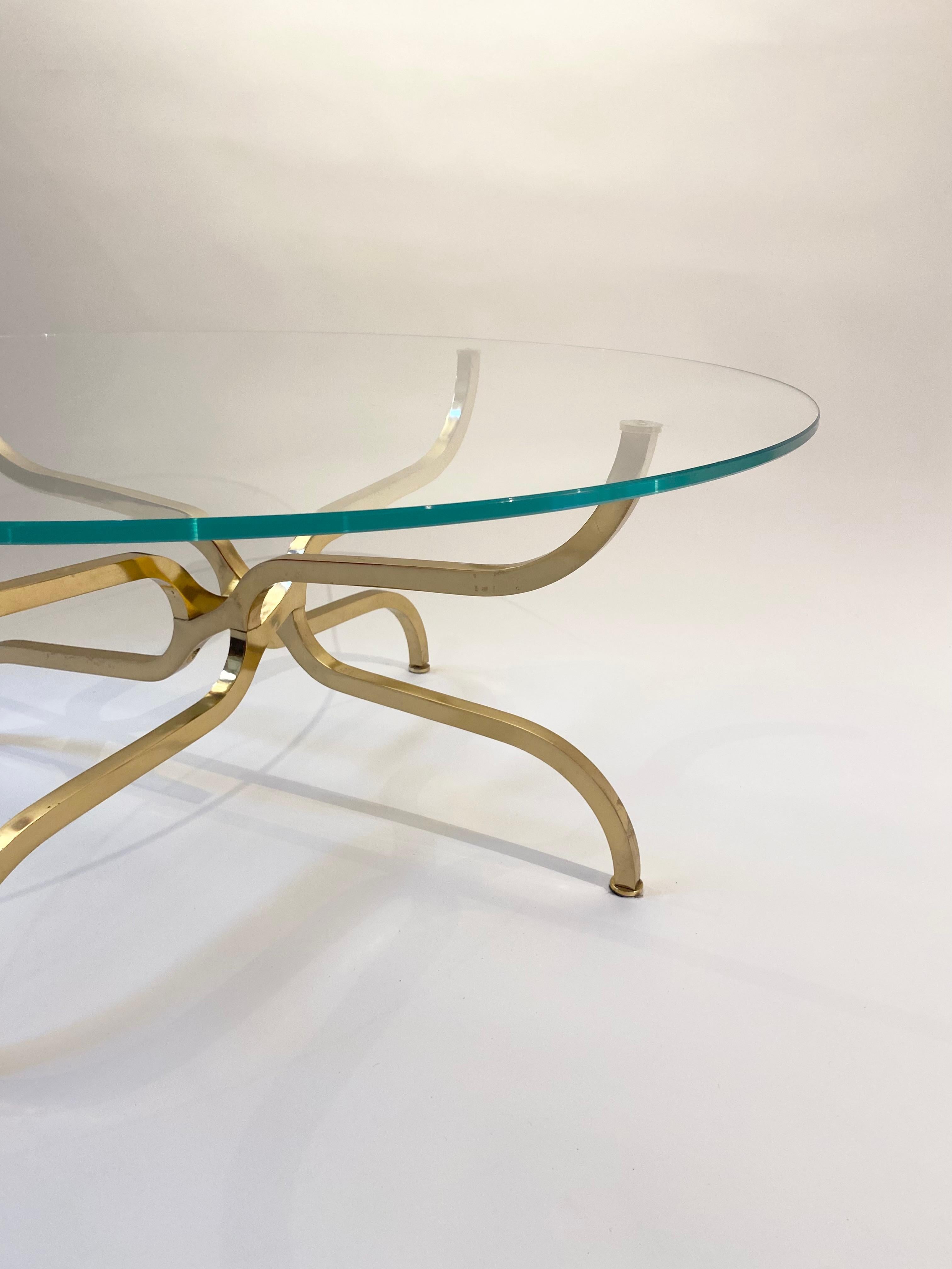 Rare gilt brass coffee table by Georges Geffroy, Circa 1960. 3