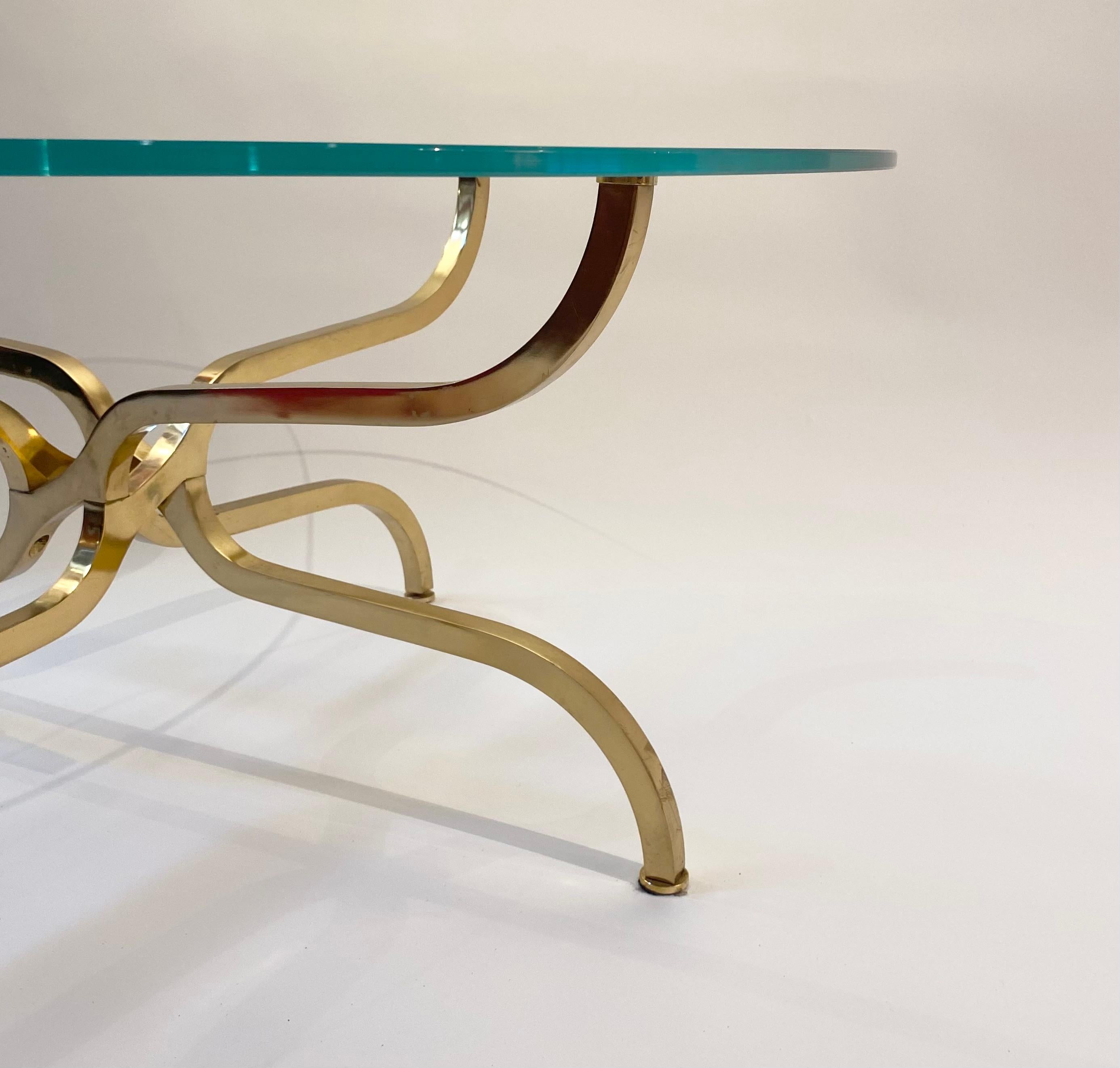 Rare gilt brass coffee table by Georges Geffroy, Circa 1960. 4