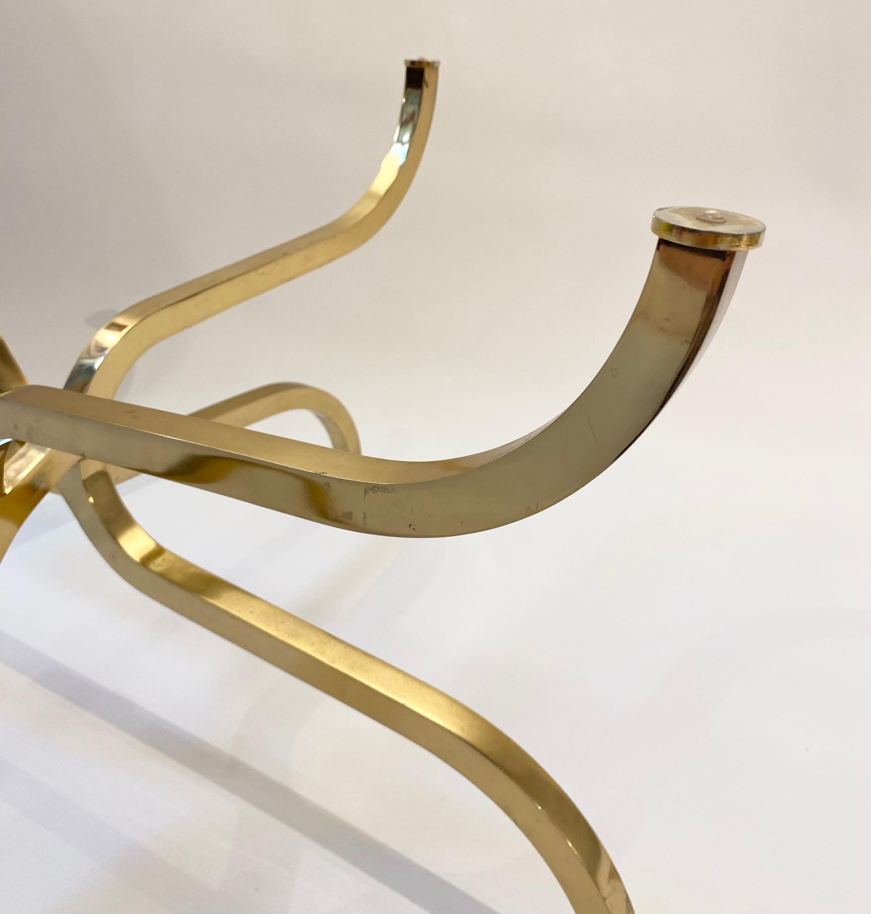 Rare gilt brass coffee table by Georges Geffroy, Circa 1960. 6