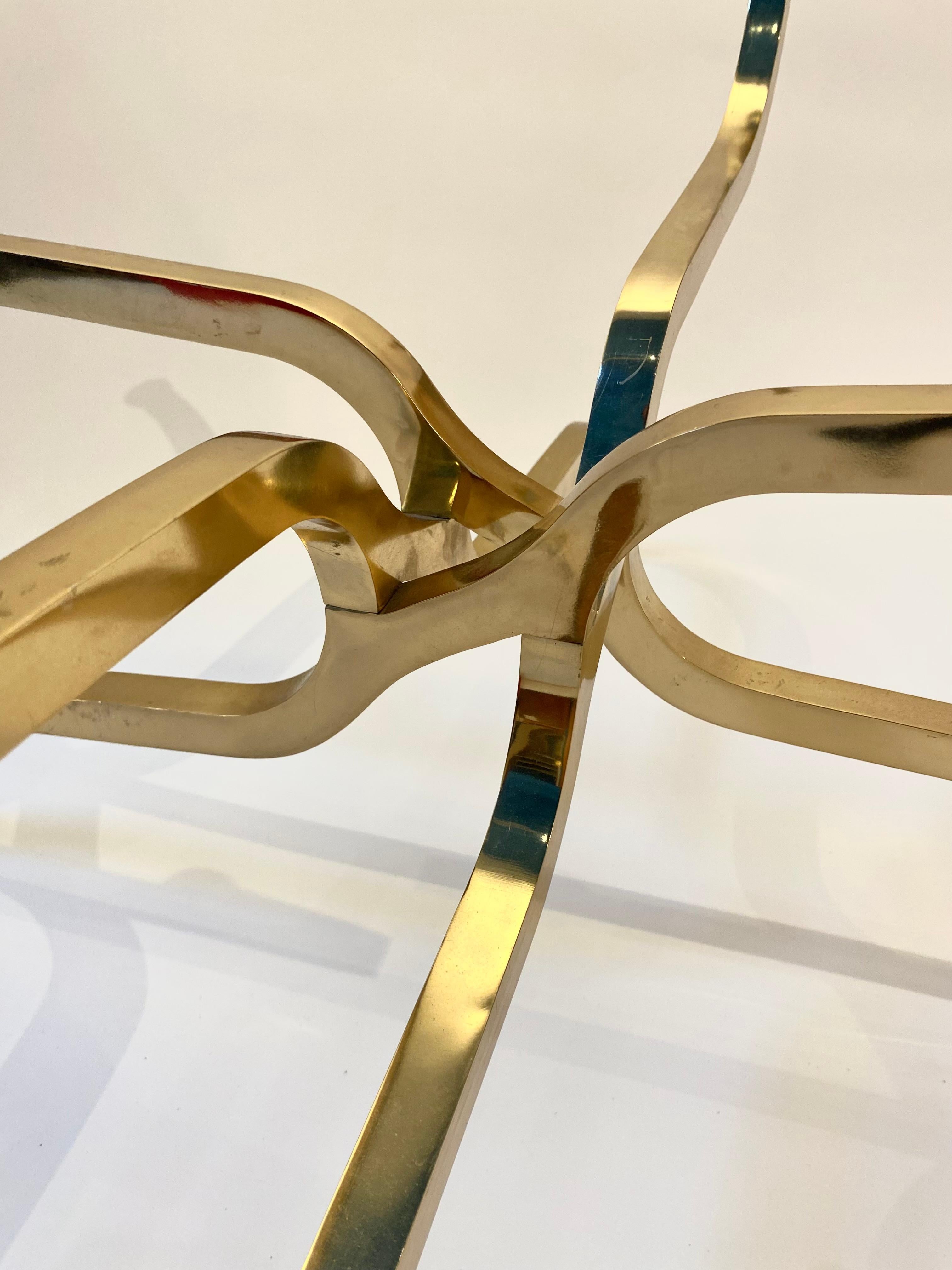 Rare gilt brass coffee table by Georges Geffroy, Circa 1960. 8