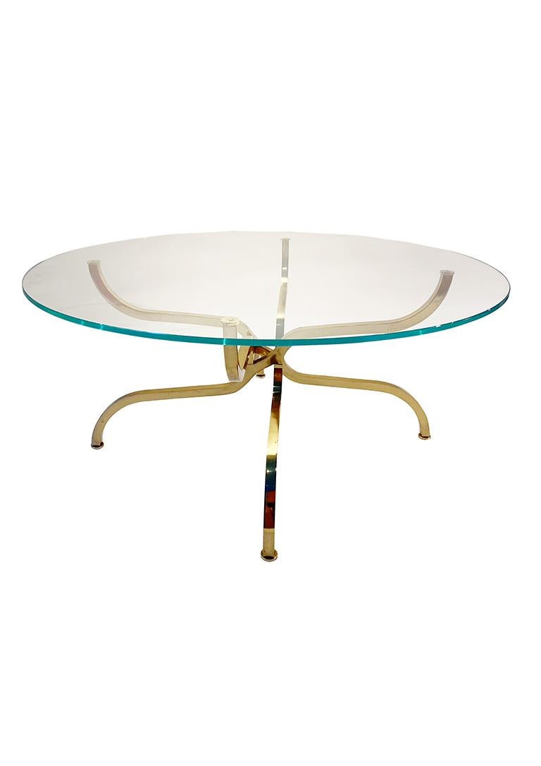 Mid-Century Modern Rare gilt brass coffee table by Georges Geffroy, Circa 1960.