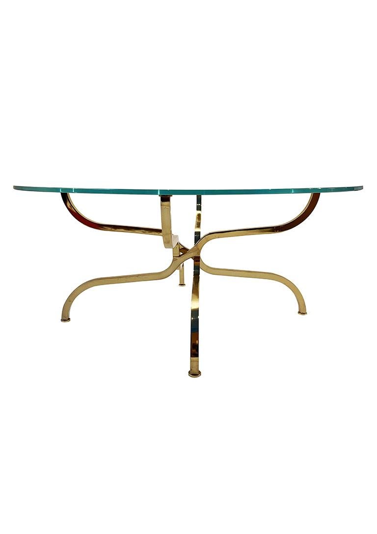 Mid-20th Century Rare gilt brass coffee table by Georges Geffroy, Circa 1960.