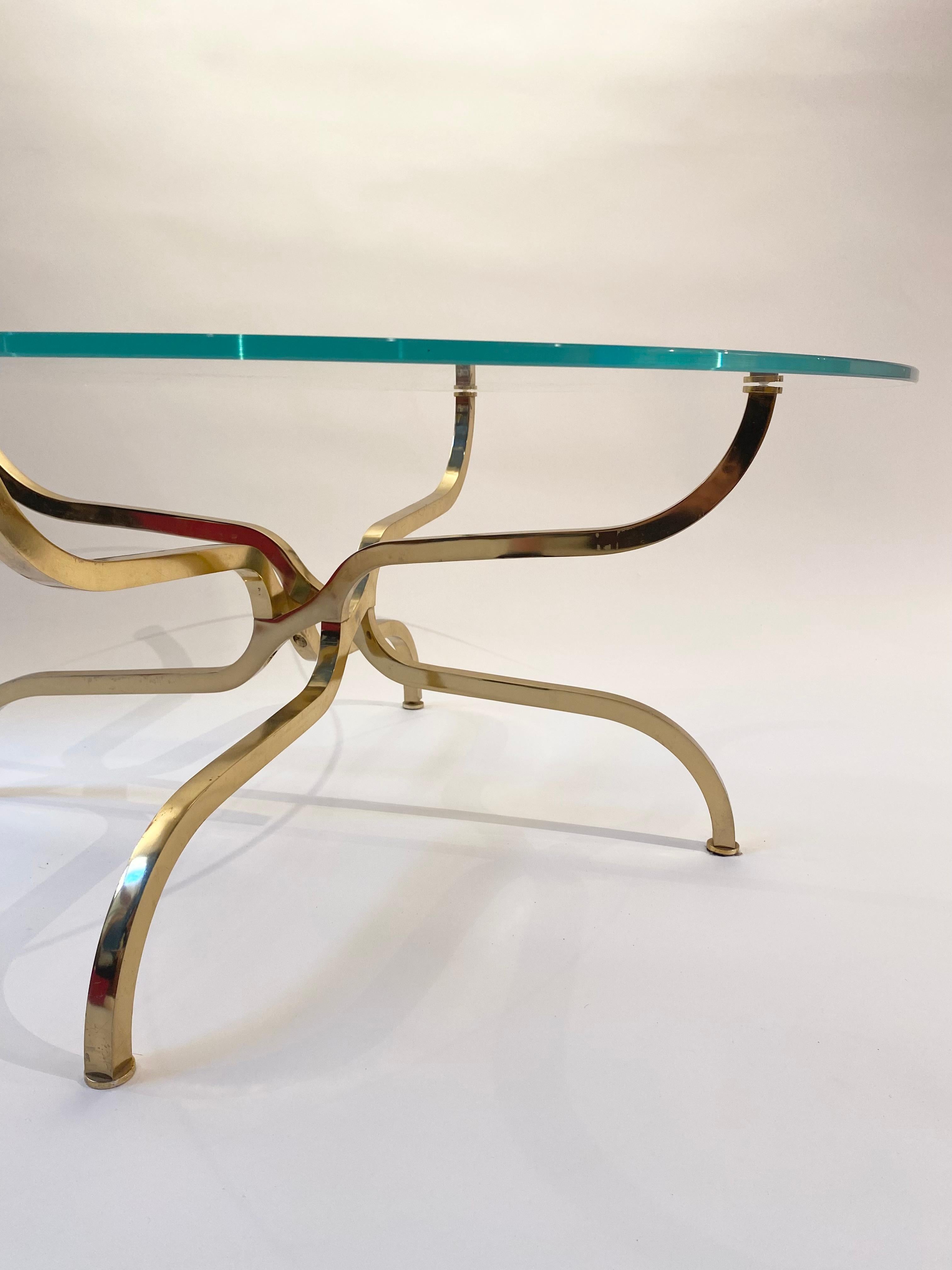 Rare gilt brass coffee table by Georges Geffroy, Circa 1960. 1