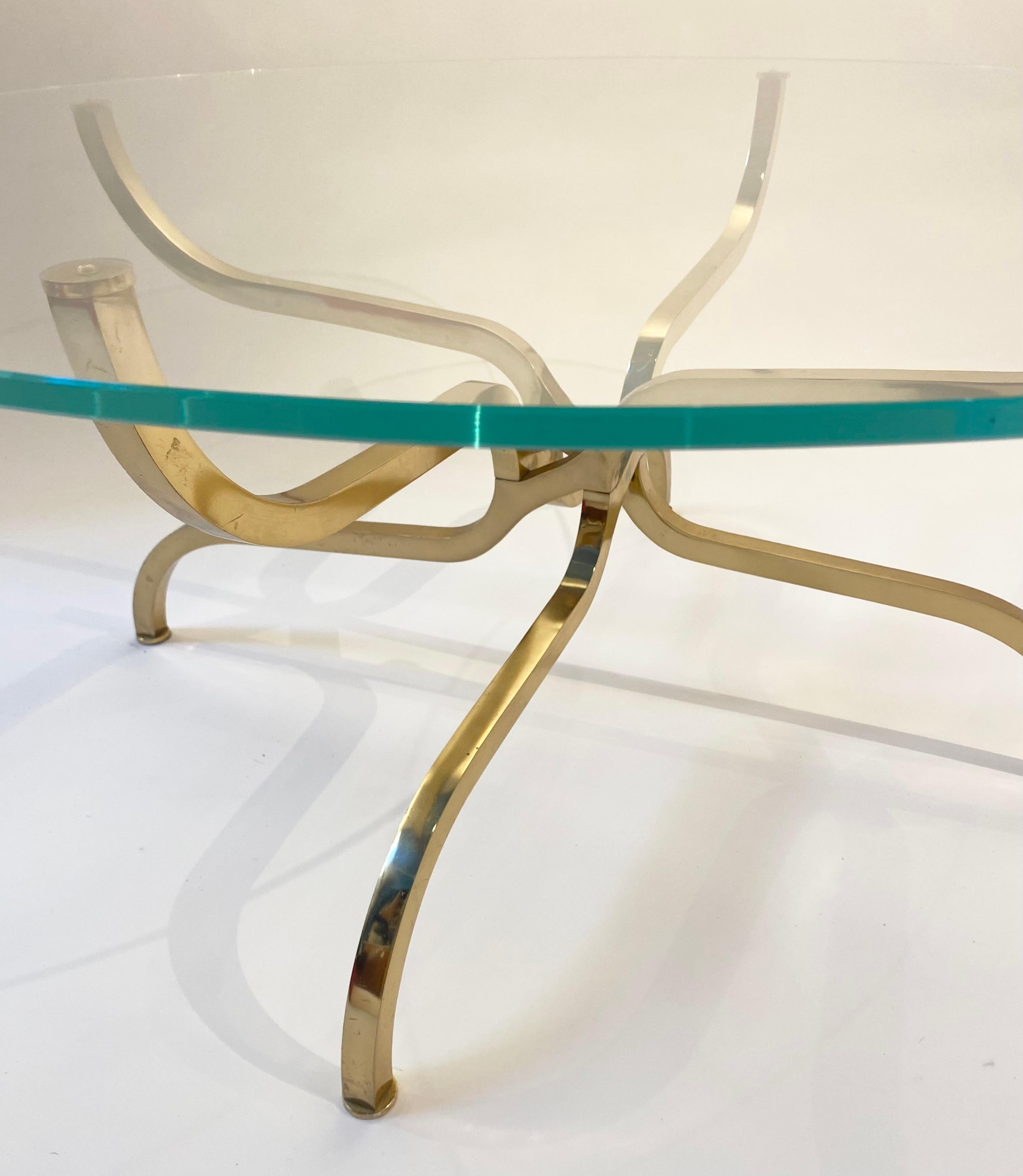 Rare gilt brass coffee table by Georges Geffroy, Circa 1960. 2