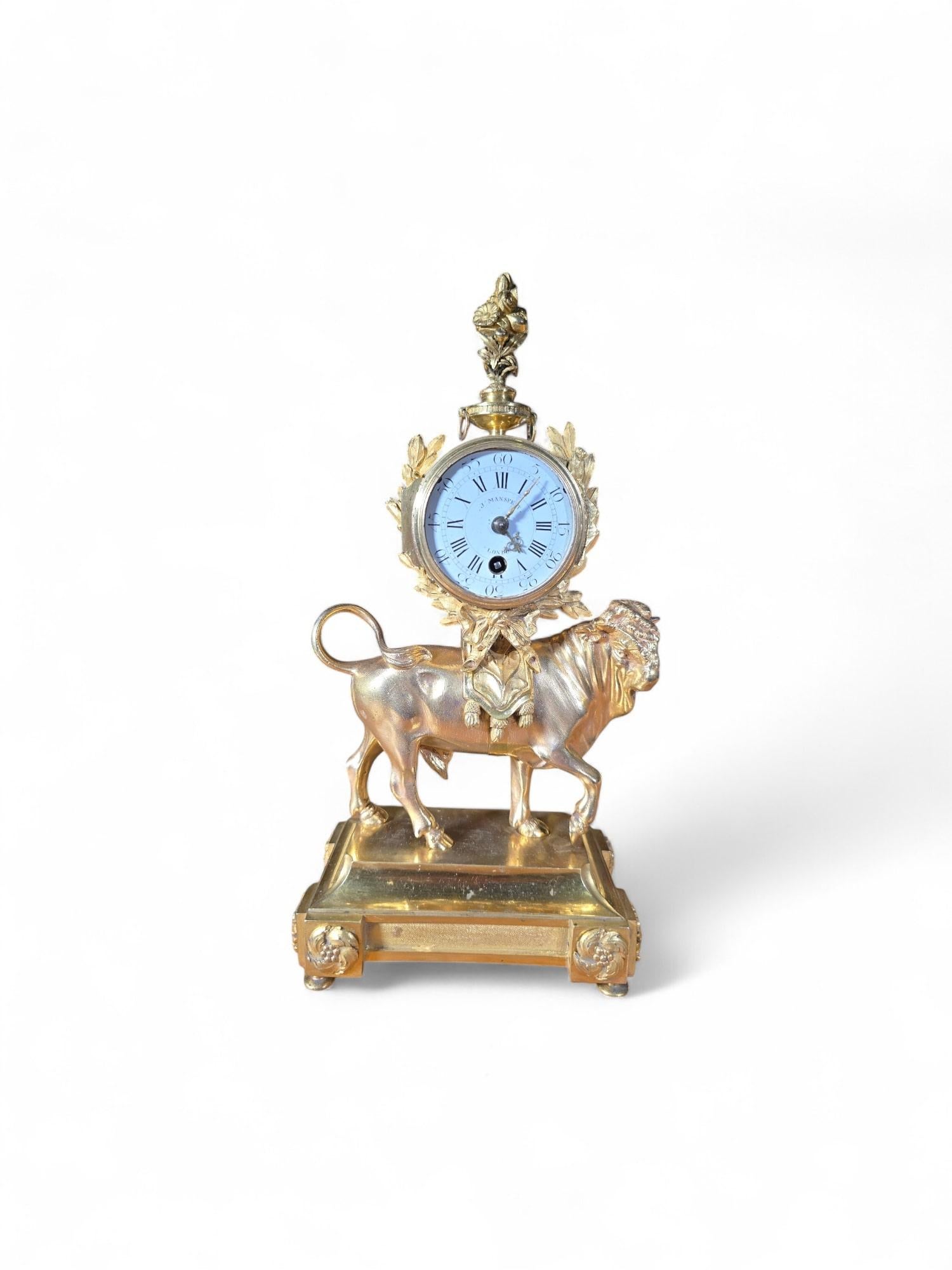 Rare Gilt Bronze Mantel Clock 