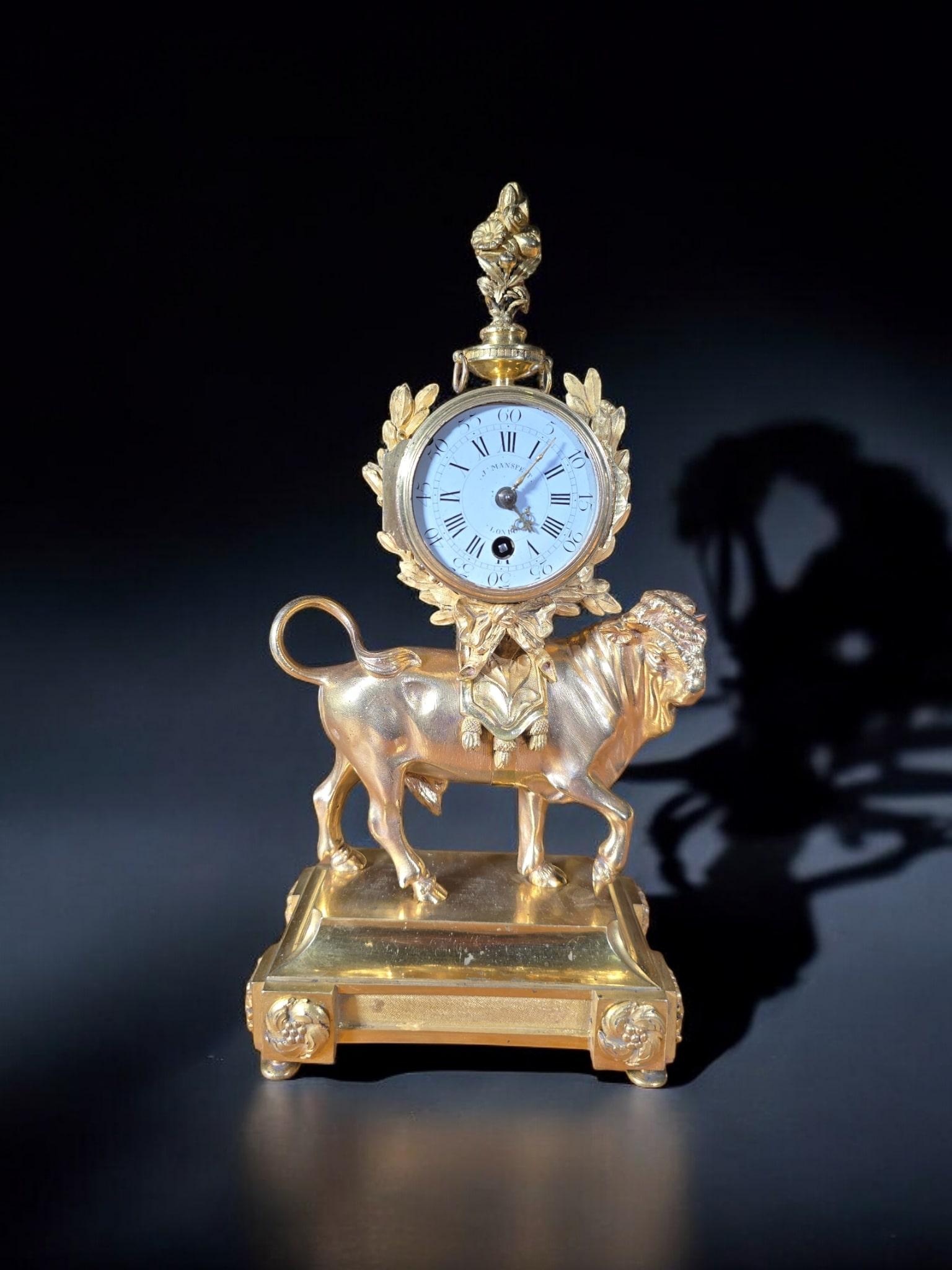 Rare Gilt Bronze Mantel Clock 