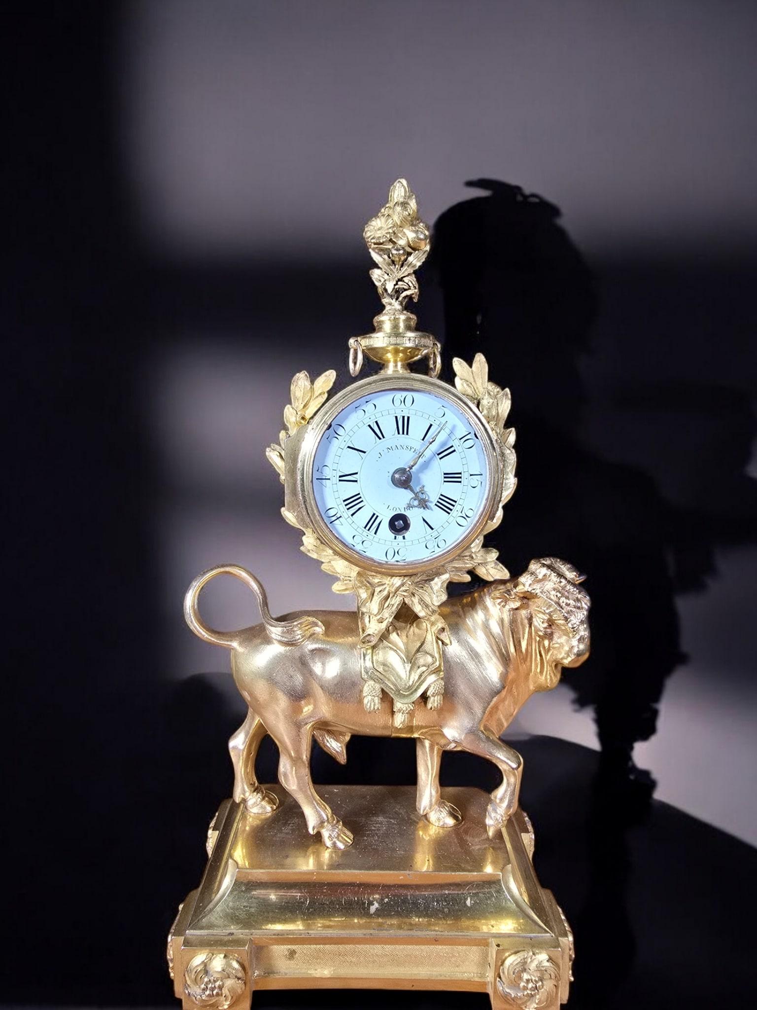 Rare Gilt Bronze Mantel Clock 