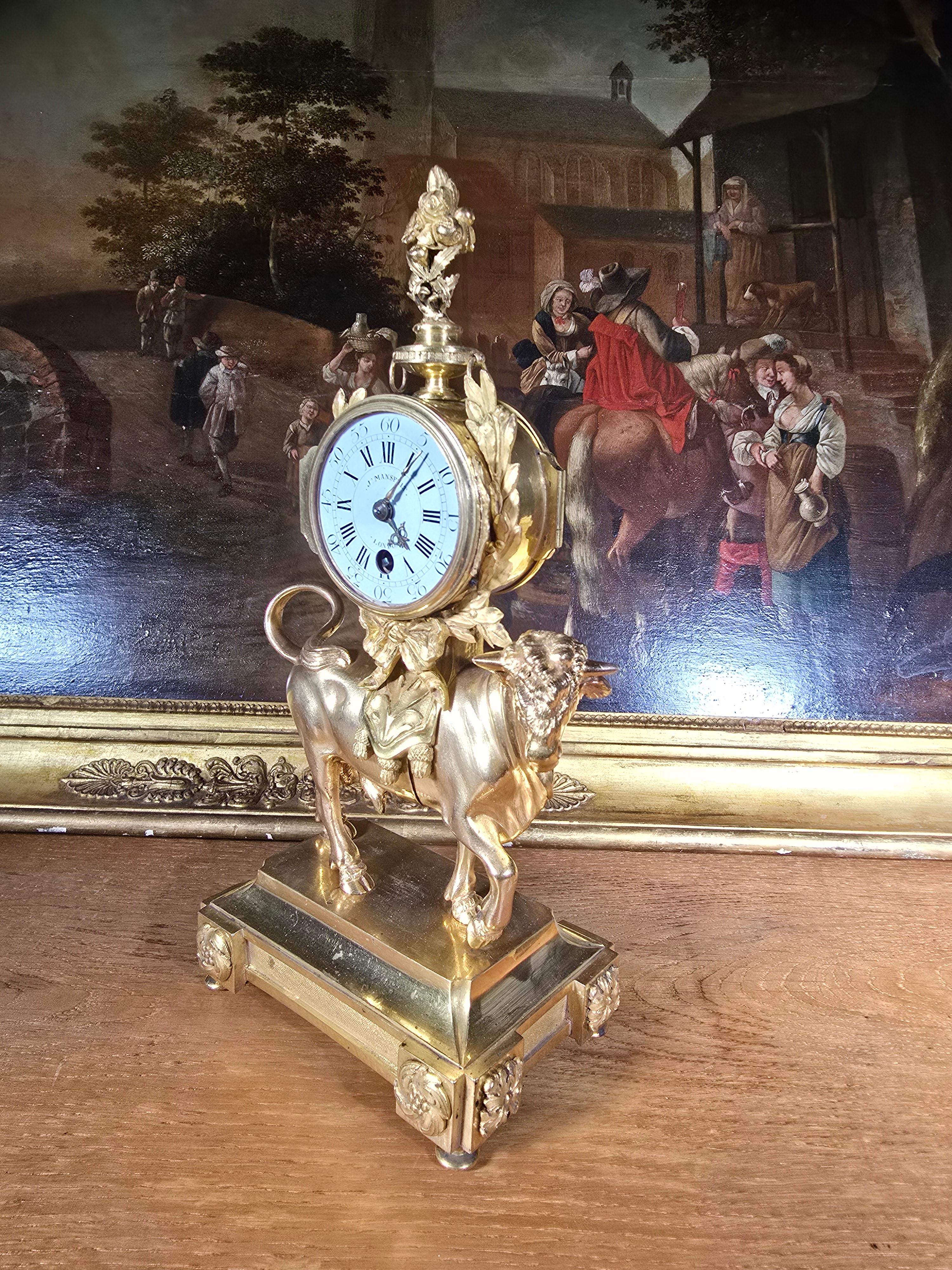 Rare Gilt Bronze Mantel Clock 