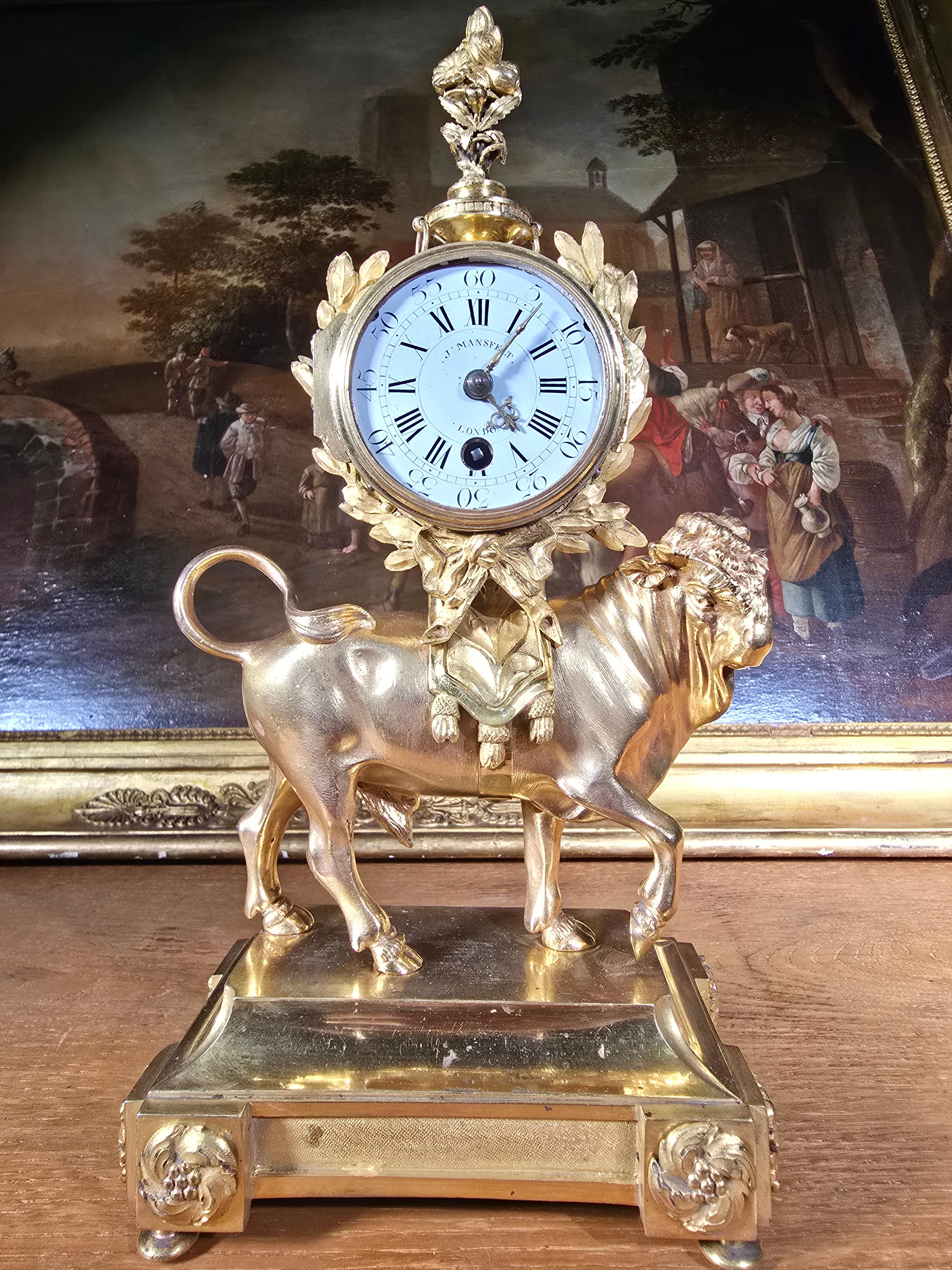 Rare Gilt Bronze Mantel Clock 