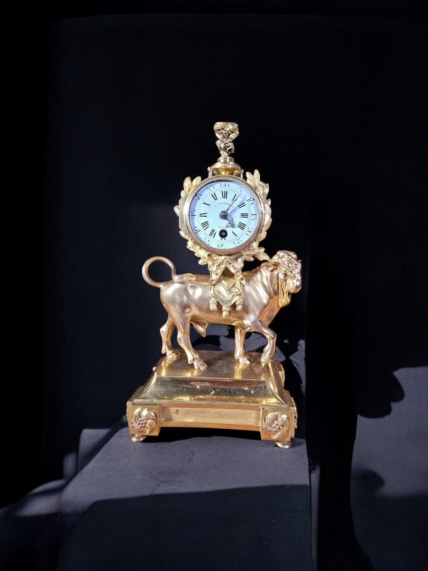 Rare Gilt Bronze Mantel Clock 