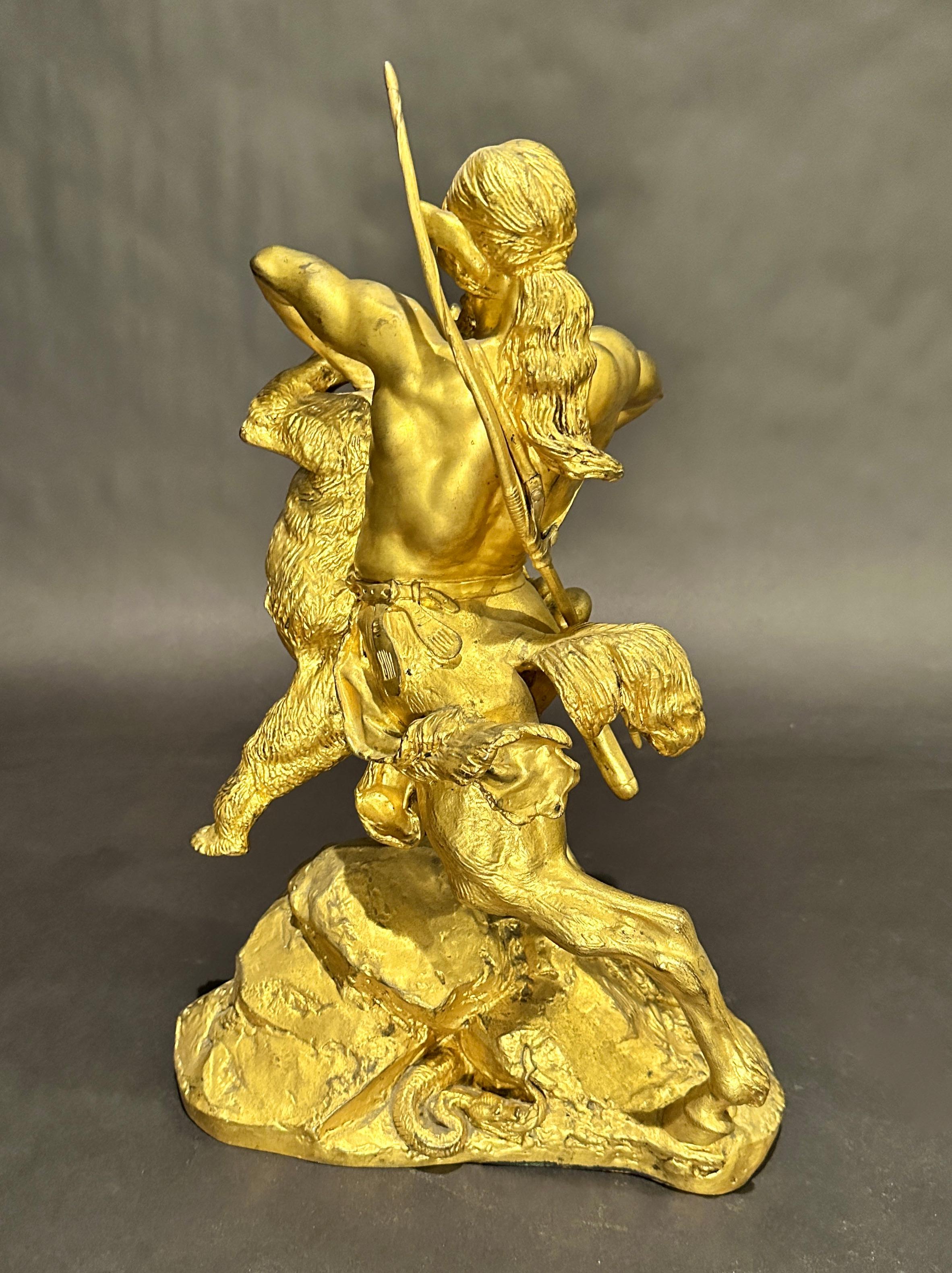 Seltene skulpturale Gruppe aus vergoldeter Bronze von Emmanuel Fremiet (1824 - 1910) (Französisch) im Angebot