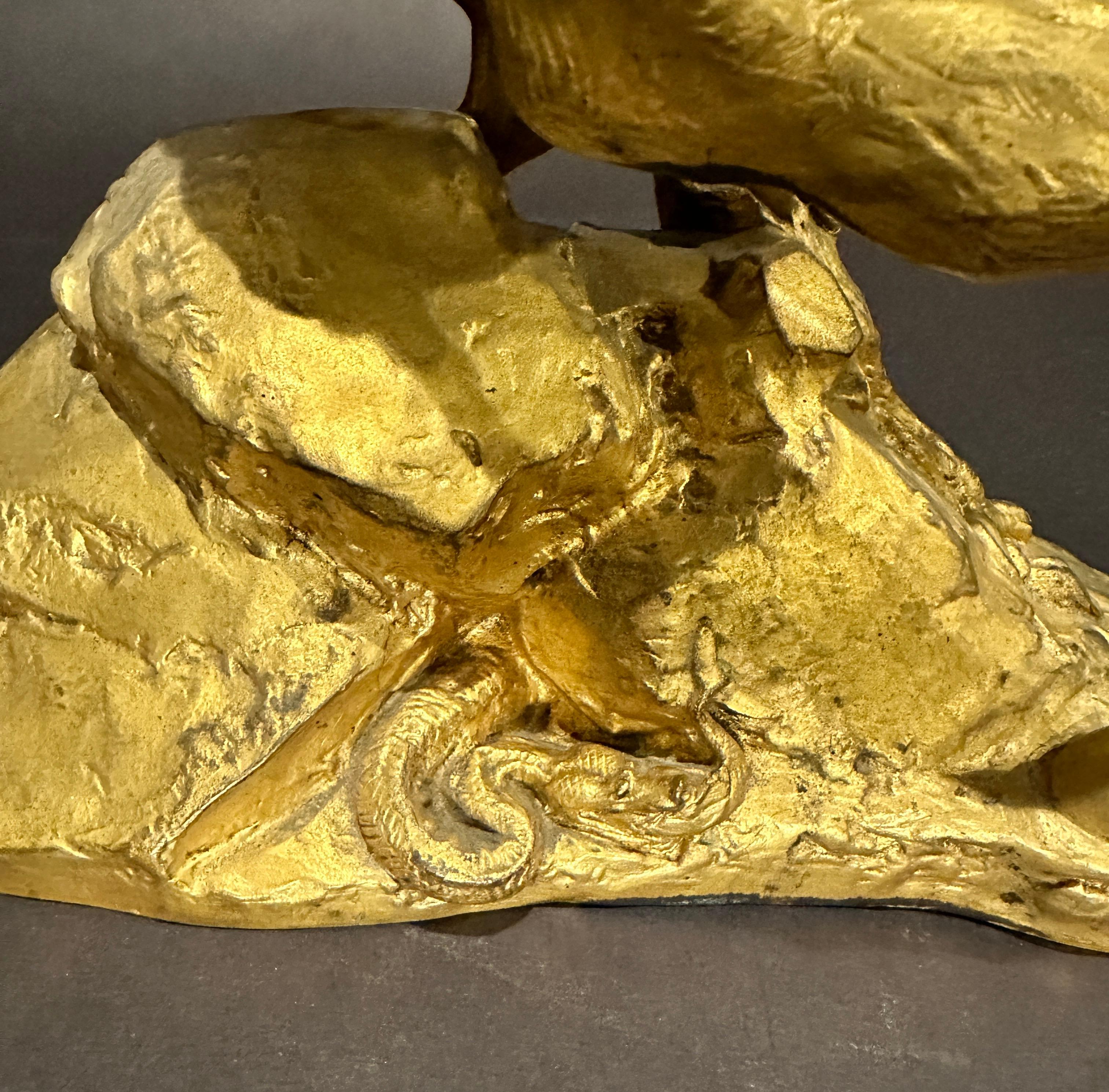 Seltene skulpturale Gruppe aus vergoldeter Bronze von Emmanuel Fremiet (1824 - 1910) im Angebot 2